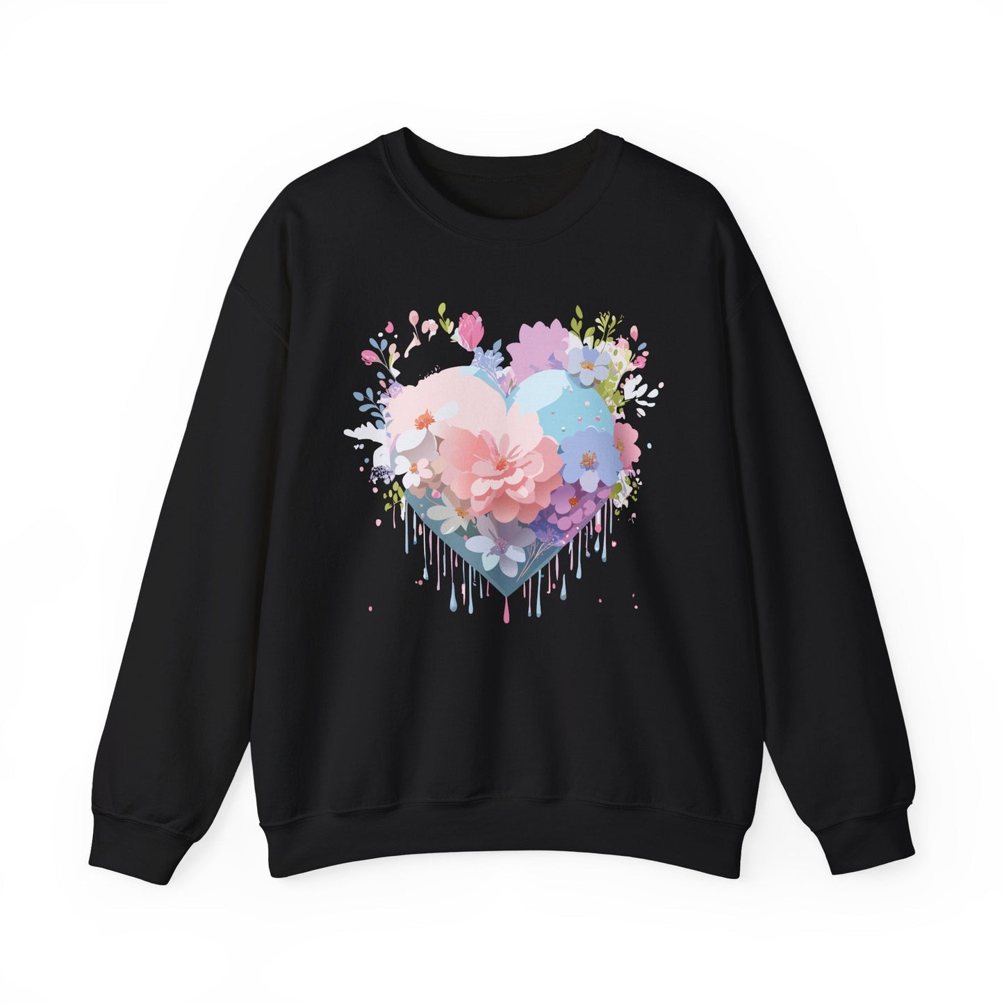 Floral Heart Sweatshirt Unisex Heavy Blend Crewneck Valentines Day Floral Love Cozy