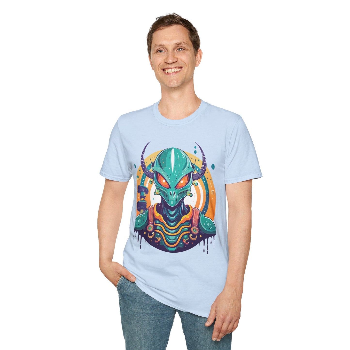 Alien Graphic Unisex Cotton Softstyle UFO Artwork Tee 14