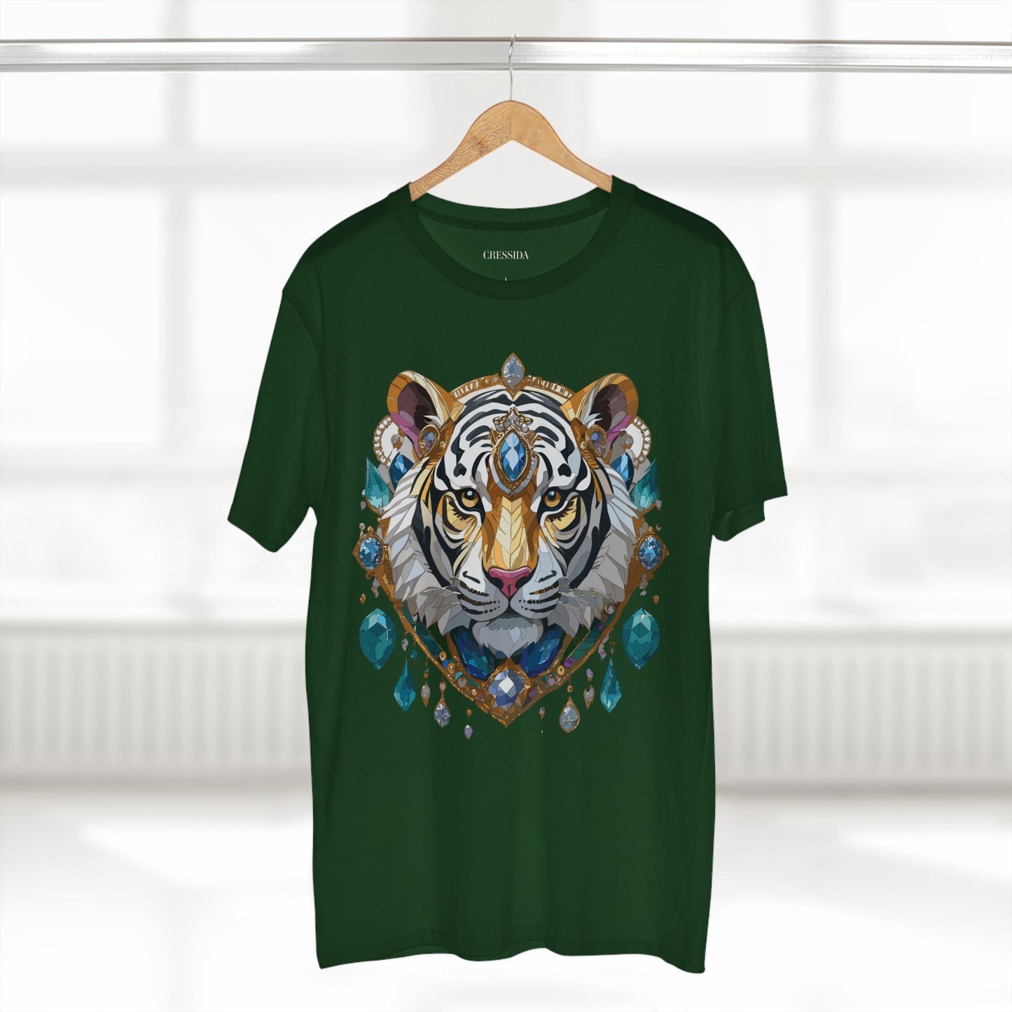 Tiger Graphic Unisex 100 Cotton Tee With Unique Animal Golden Medallion Art Design 53