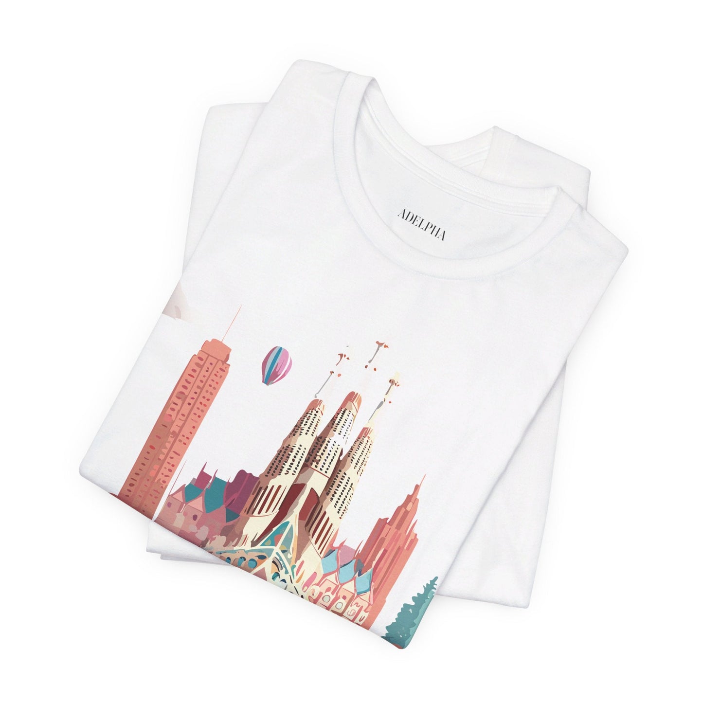 Adelpha Graphic Tee Barcelona Style Unisex Jersey Short Sleeve Vintage Inspired Shirt Casual Wear