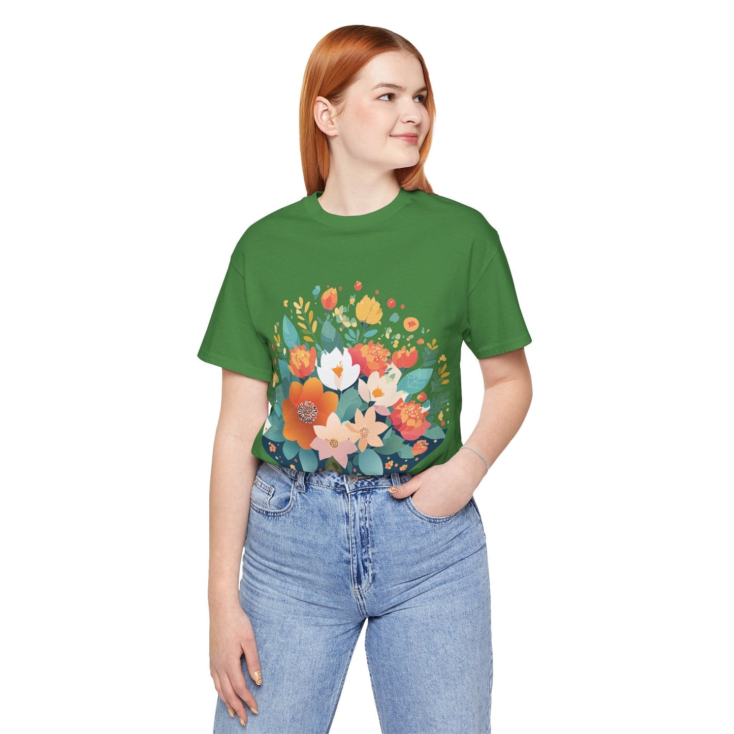 Floral Flowers Shirt Unisex Lightweight Breathable Jersey Tee Floral Pattern Short Sleeve