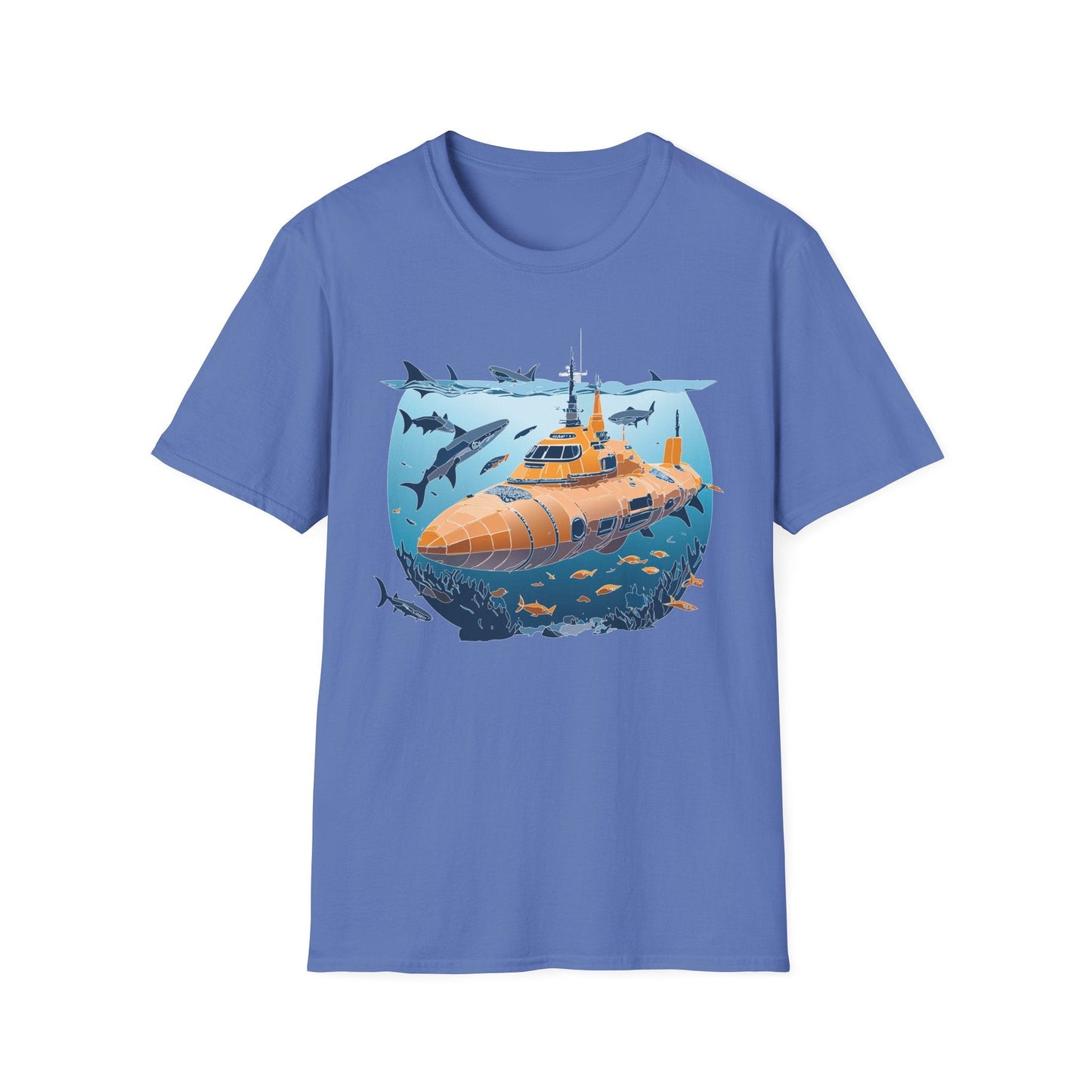 Ocean Graphic Tee Shirt Unisex Softstyle 64000 Gildan Lightweight Breathable Ocean Design U Boat
