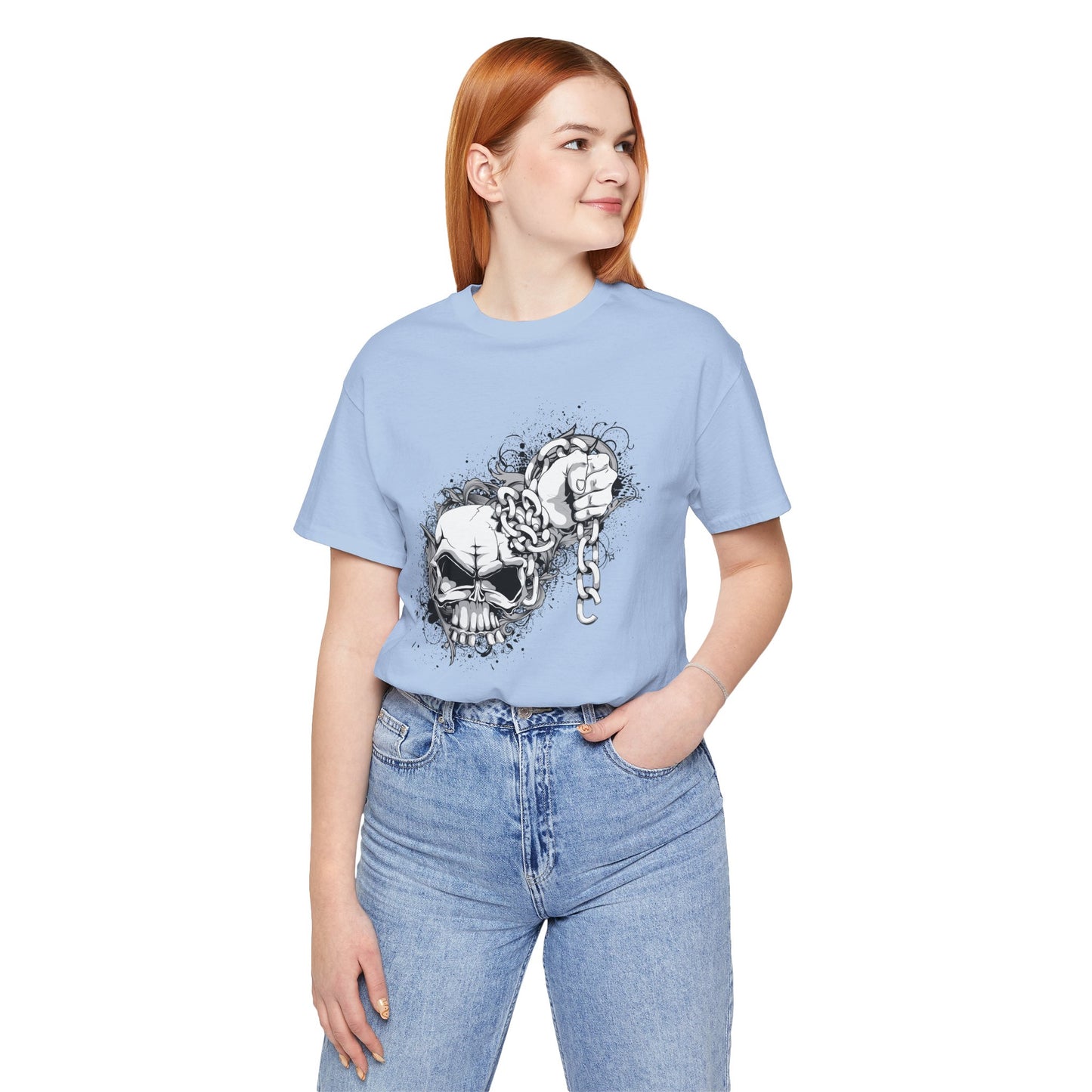 Chain Skull Graphic Design Tee, Skull Shirt, Vintage Tees, Art Design T-Shirt, Vintage Graphic Tee, Art Shirts with Skulls