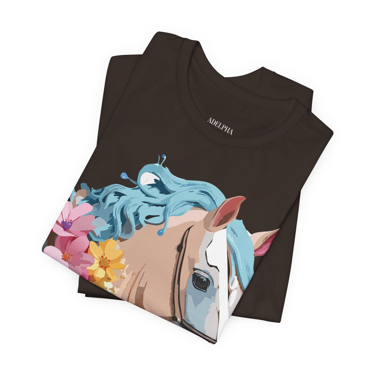 Horse Graphic Unisex Cotton Bella+Canvas Tee with Art Animal Design e305