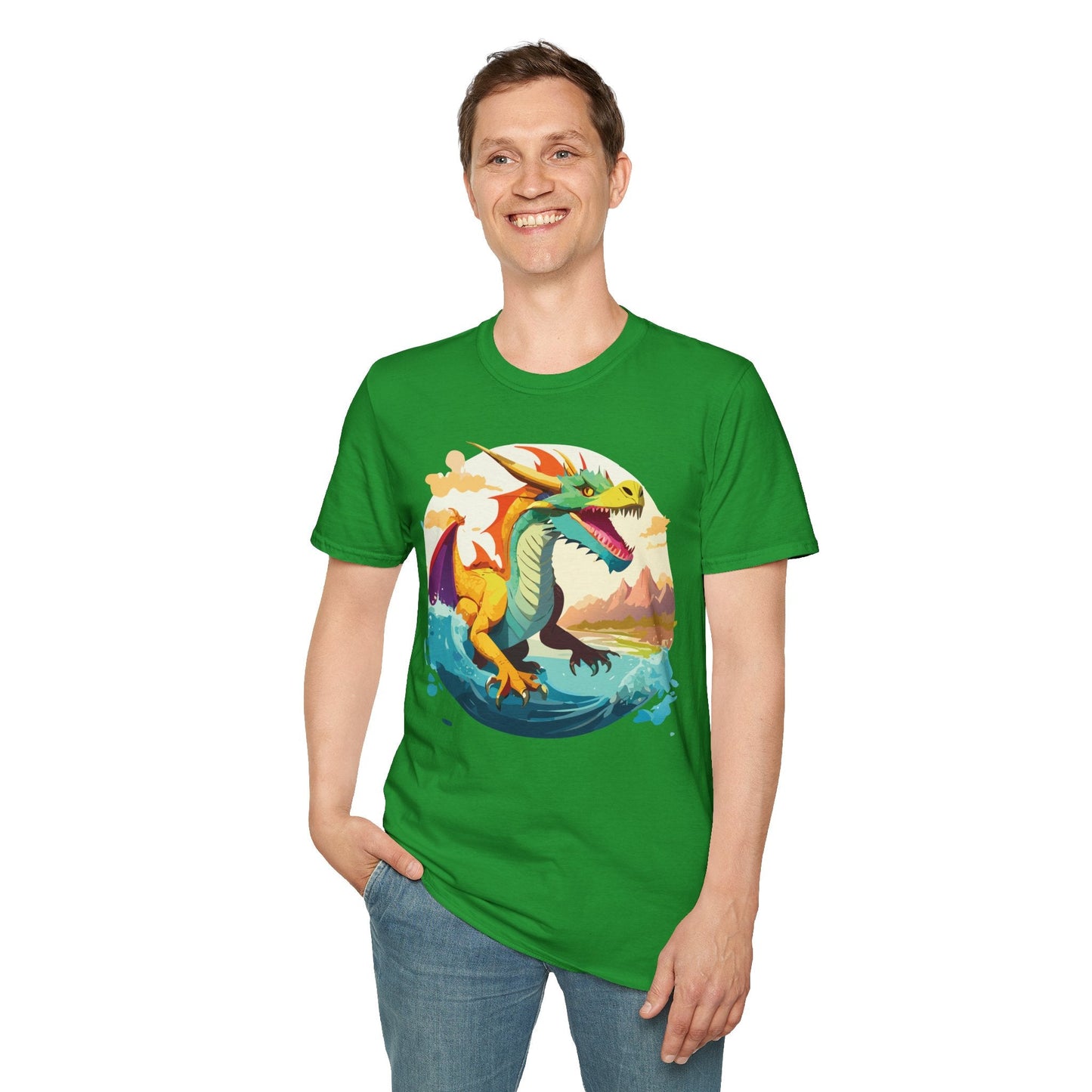 Dragon Graphic Unisex Cotton Softstyle Art Design Tee With Animals 13