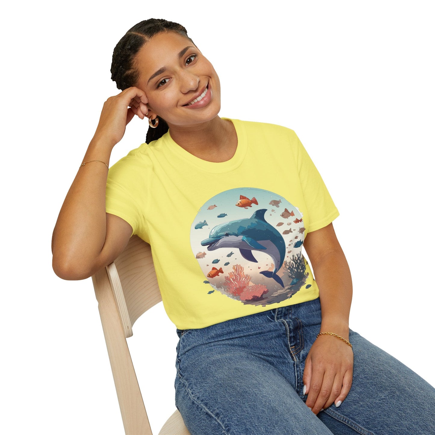 Dolphin Shirt Unisex Softstyle T Shirt Gildan 64000 100 Percent Ring Spun Cotton Lightweight Tee