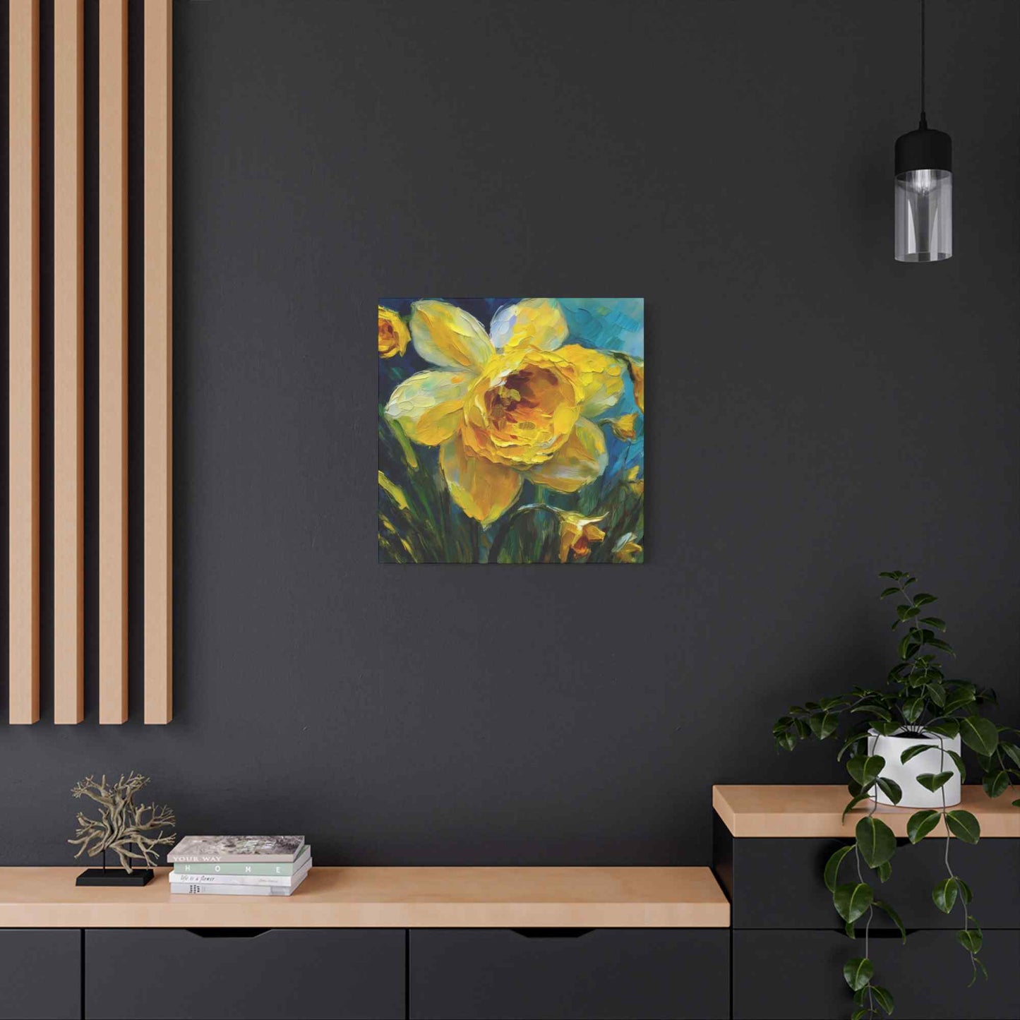 Narcissus Print Canvas, Floral Oil Paint Print 20x20, 24x24, 30x30, 32x32, 36x36 Art Design Pine-Wood Inner Frame MC-179