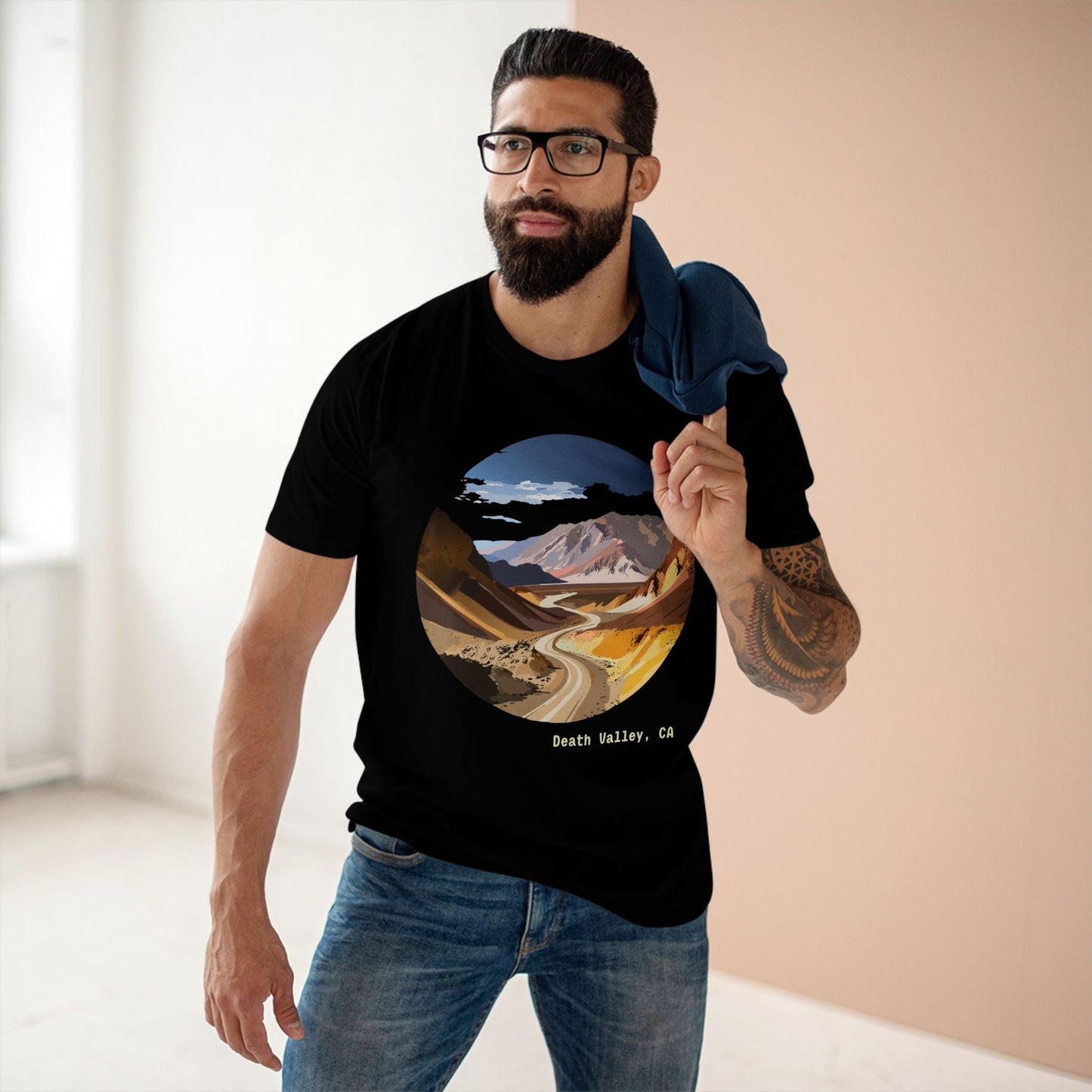 Travel Shirt Unisex Death Valley Tee With Original Art Design By Retro2Nova Premium Cotton Staple