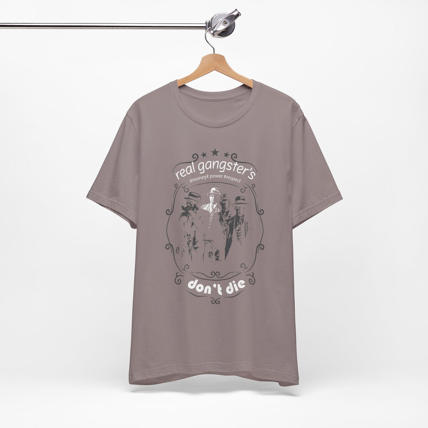 Real Gangsters Don't Die T-Shirt Vintage Outlaw Illustration Retro Biker Tee A-3