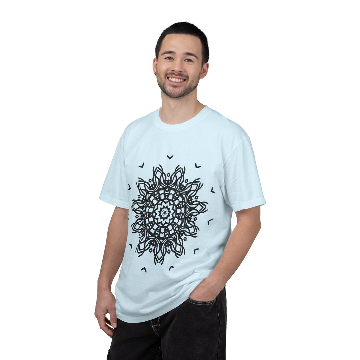Unisex Garment Dyed Cotton T-Shirt with Mandala Graphic Design