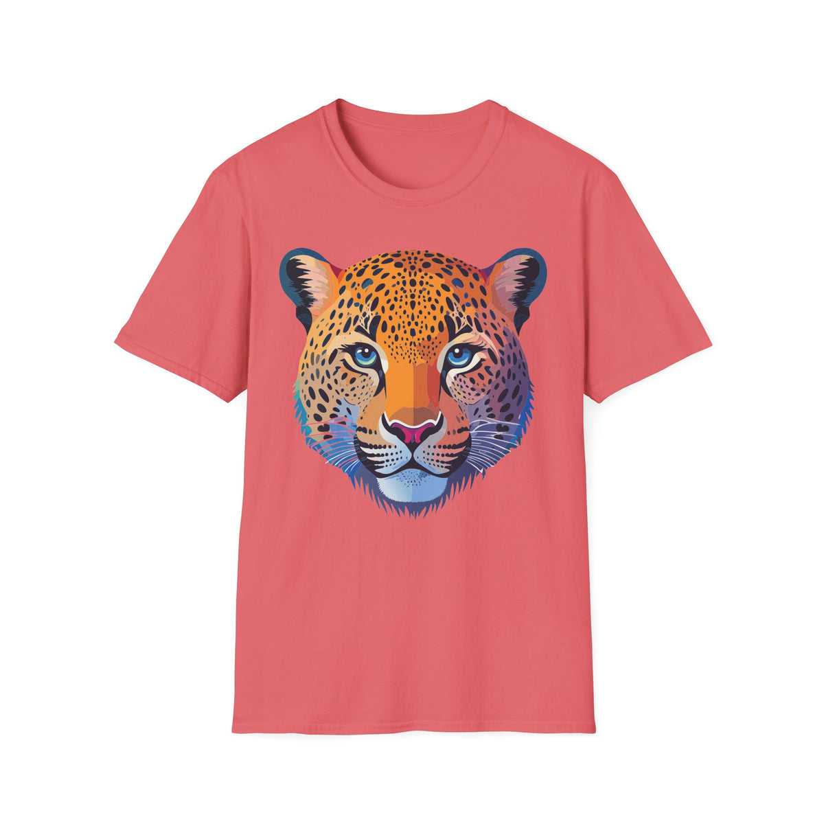 Colorful Leopard Face T-Shirt | Vibrant Wildlife Animal Tee