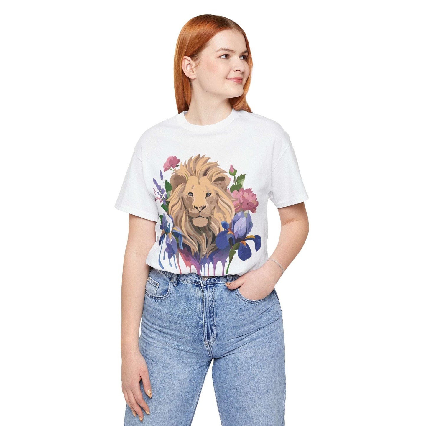 Adelpha Lion Shirt Unisex Graphic Tee Short Sleeve Vintage Style Lion Design Artwork