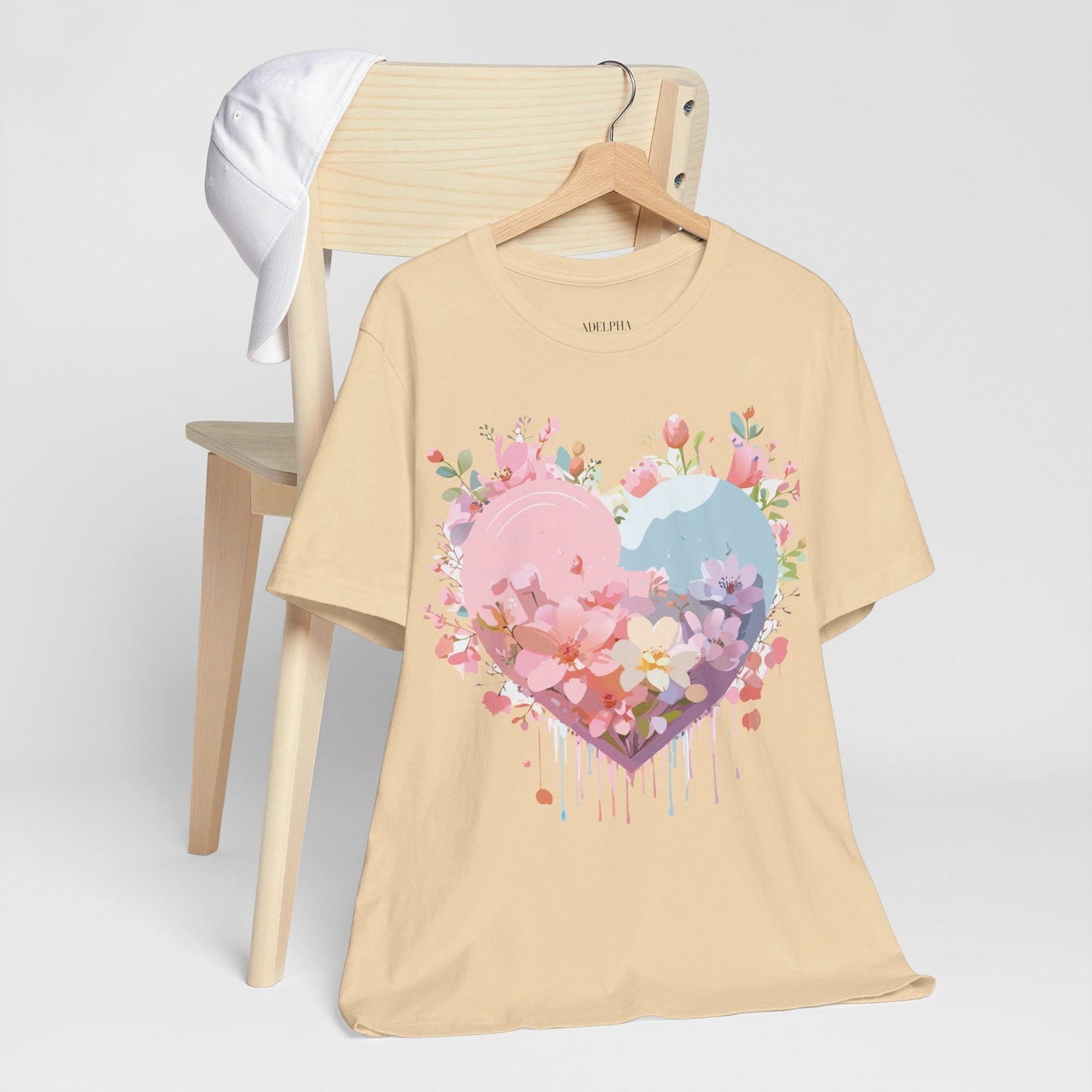 Valentine Day Graphic Unisex 100 Cotton Vintage Artwork with Love and Flower Design Tee 31