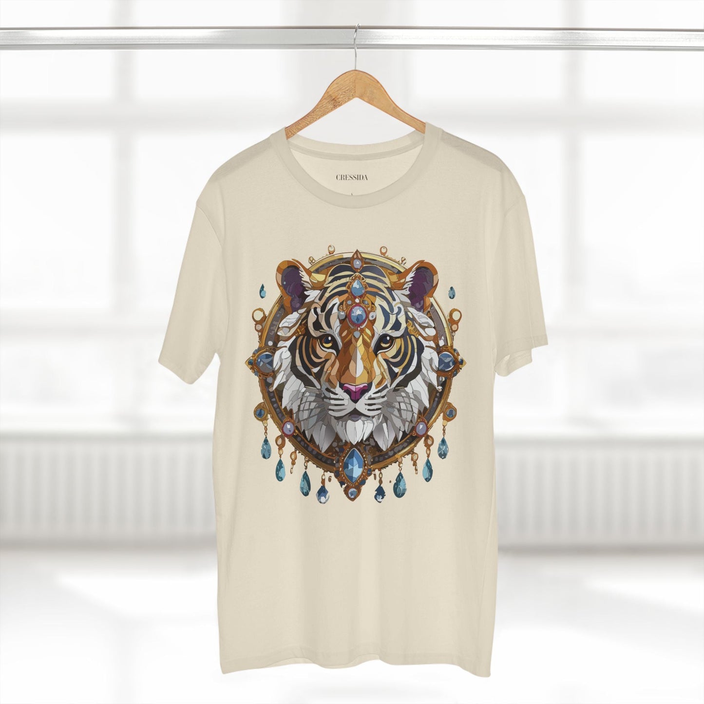 Tiger Graphic Unisex 100 Cotton Tee With Unique Animal Golden Medallion Art Design 55