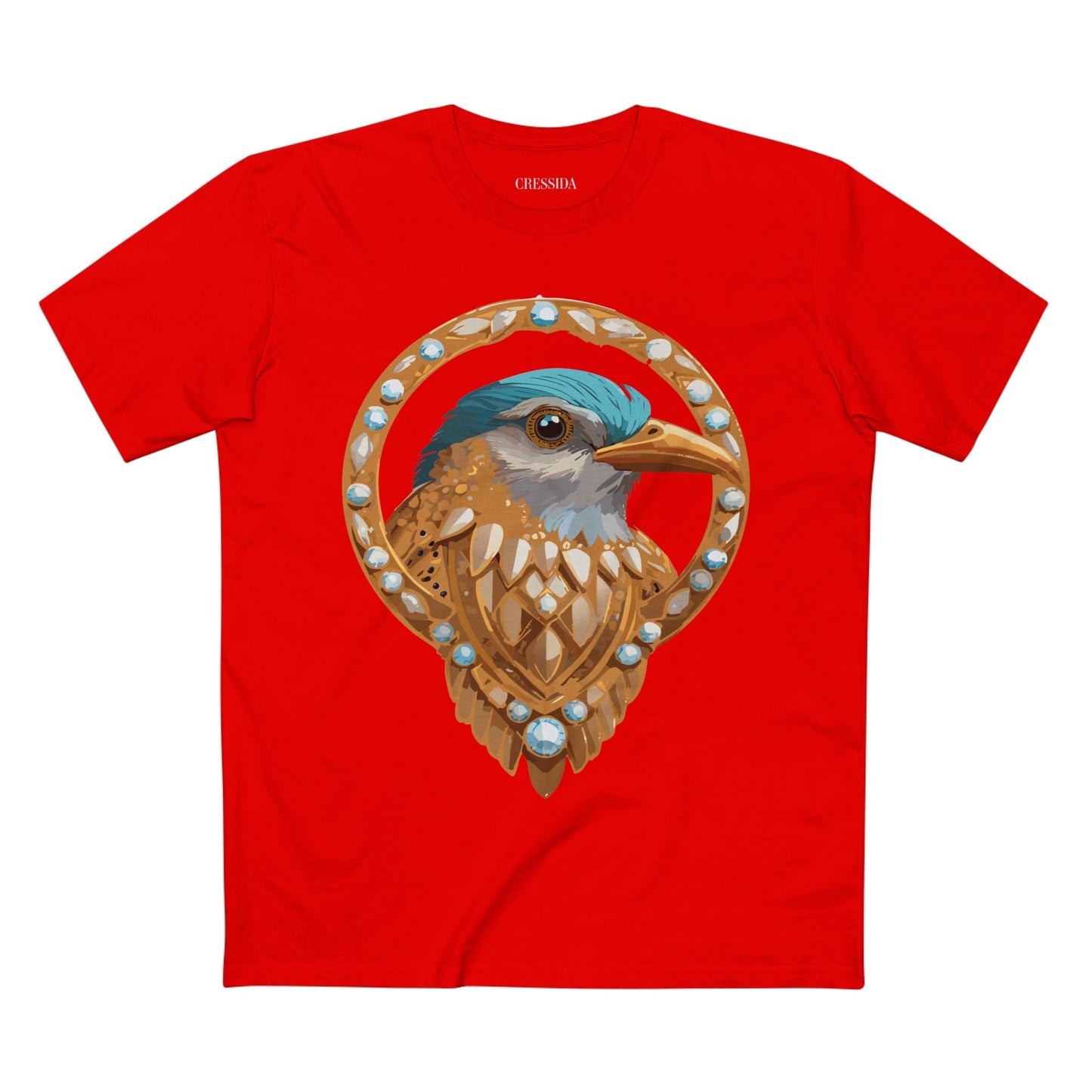 Bird Graphic Unisex 100 Cotton Tee With Unique Animal Golden Medallion Art Design 24