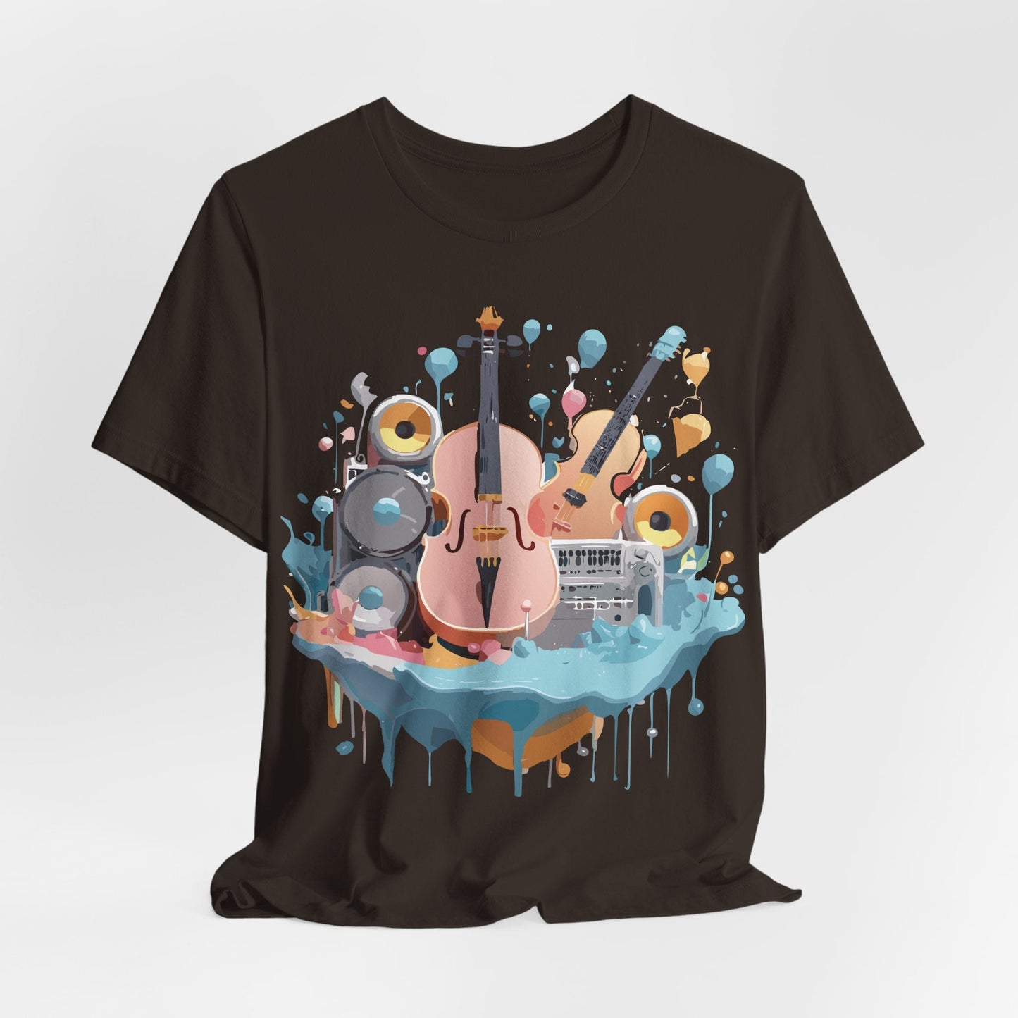 Music Graphic Unisex 100 Cotton Vintage Art with Musical Elements Tee 90