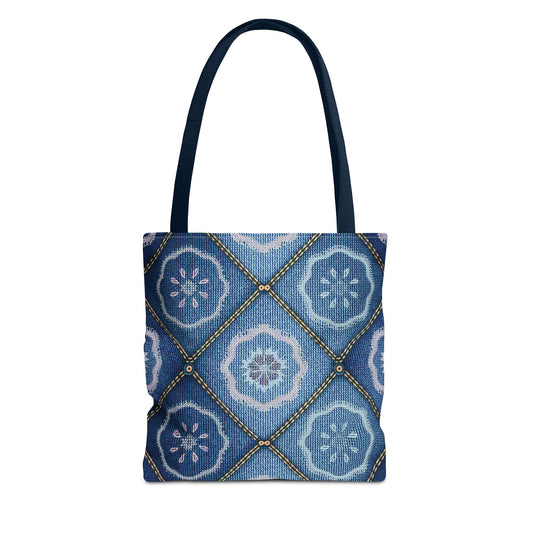 Denim Fabric Imitation Print Unisex Canvas Bag Poly Spun 3 Sizes Tote Bag 123