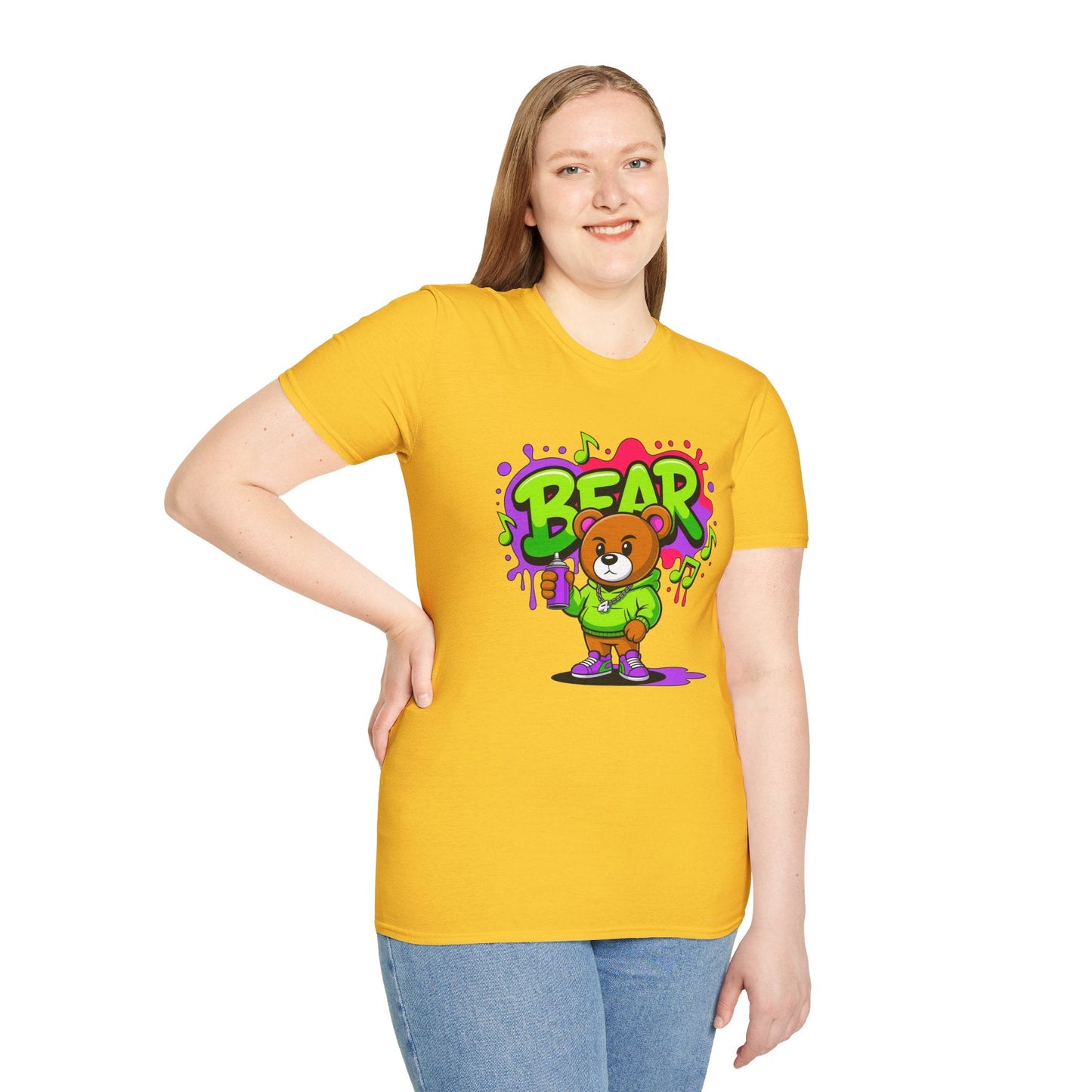 Cartoon T Shirt With Animation Funny Animals Tee Gildan Softstyle 64000 100 Percent Ring Spun Cotton