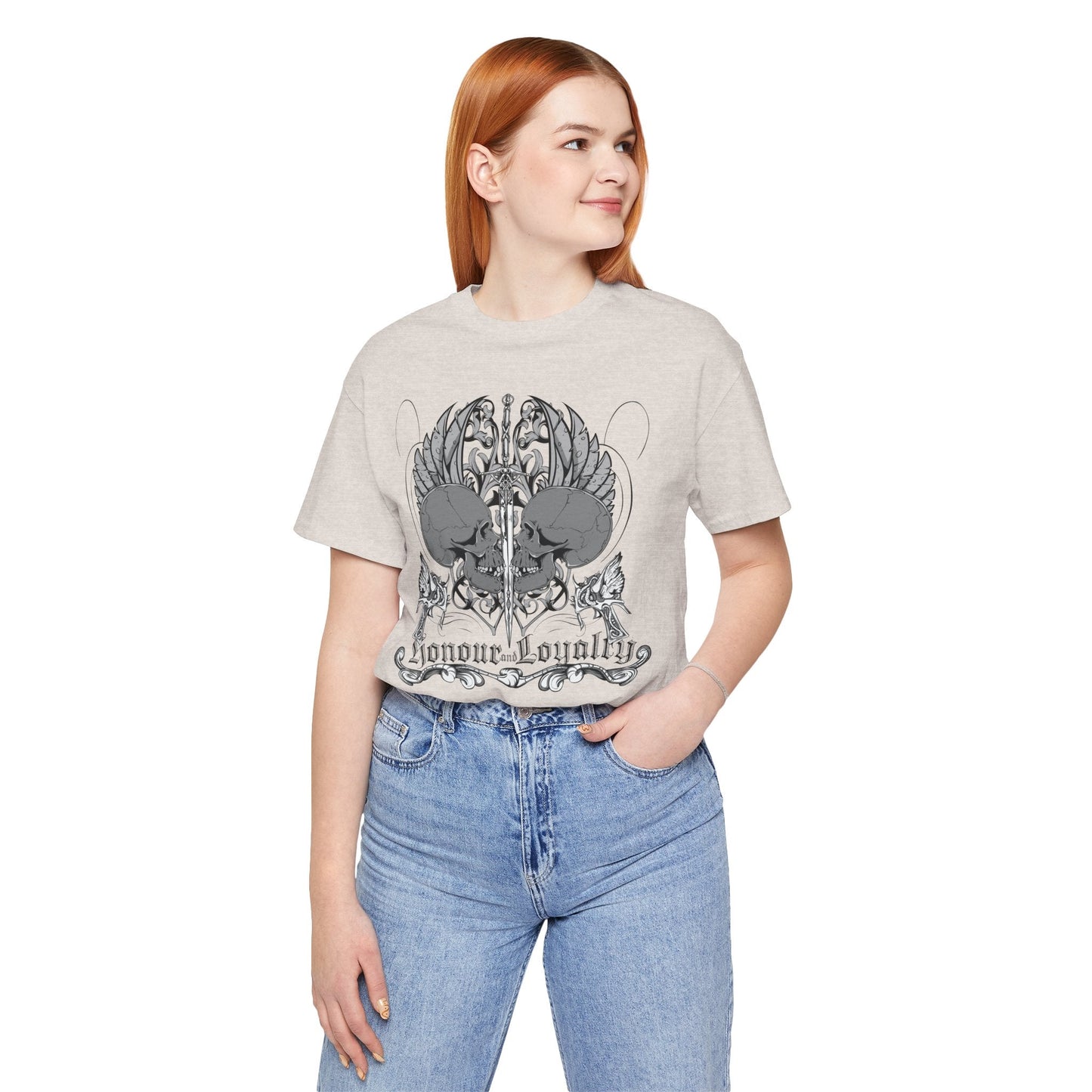 Honor Loyalty crest tee Gothic heraldry skulls wings emblem Art-48