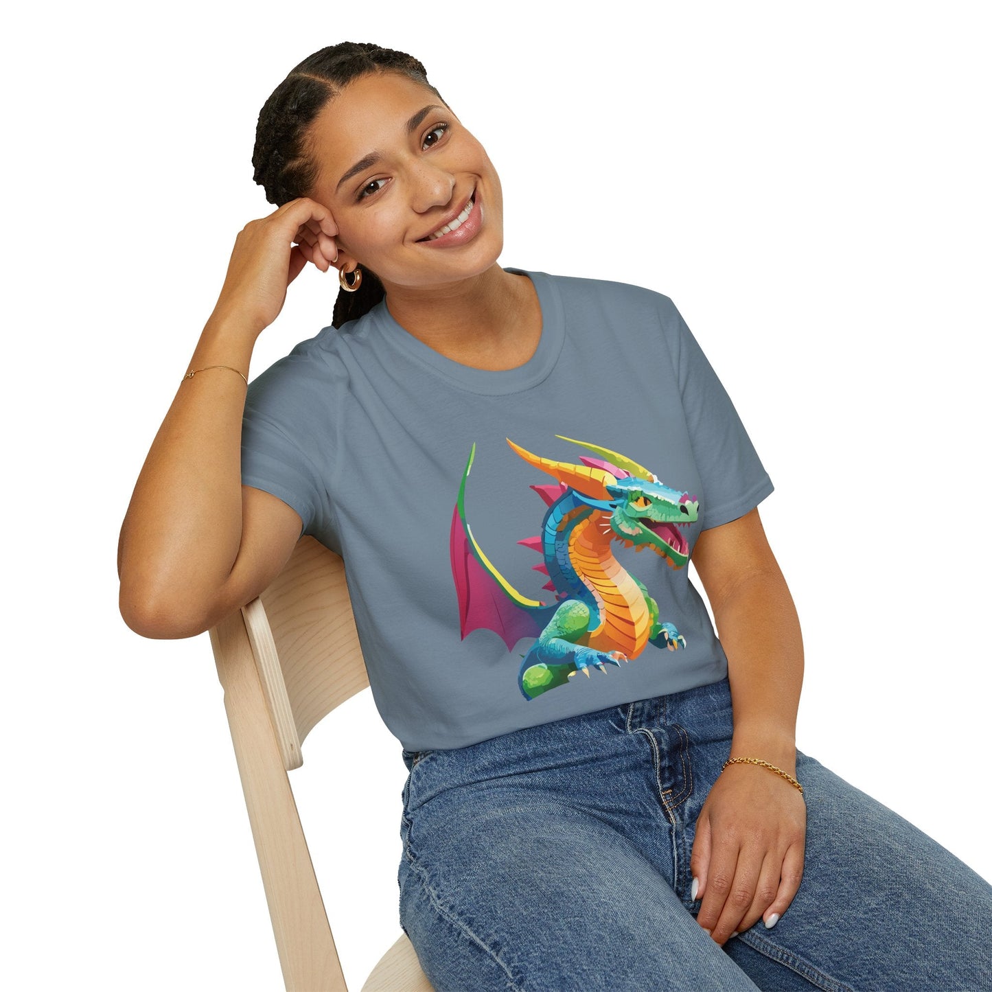 Unisex Dragon Graphic Tee Softstyle Short Sleeve T Shirt Made From Ring Spun Cotton