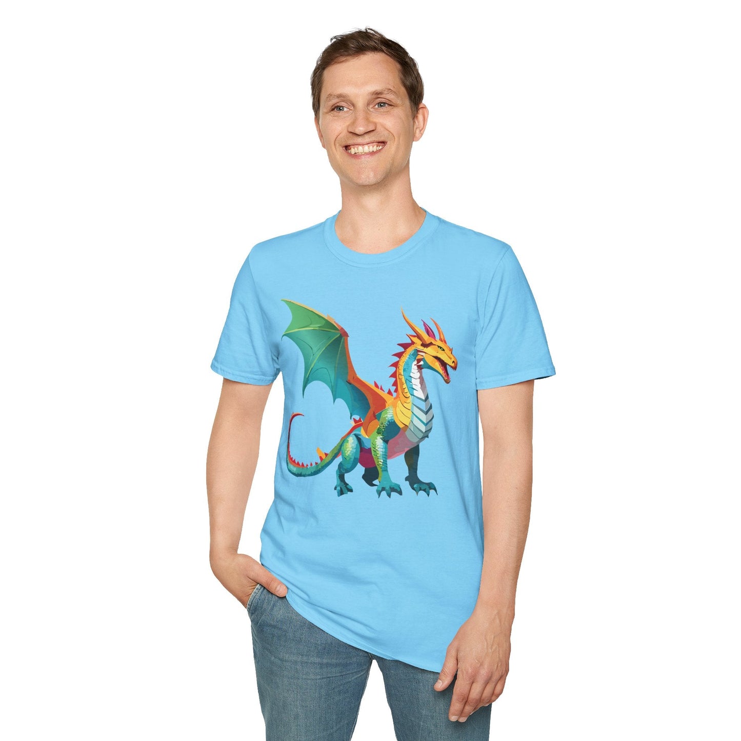 Dragon T Shirt Unisex Animal Design Tee Softstyle Gildan 64000 100 Percent Ring Spun Cotton