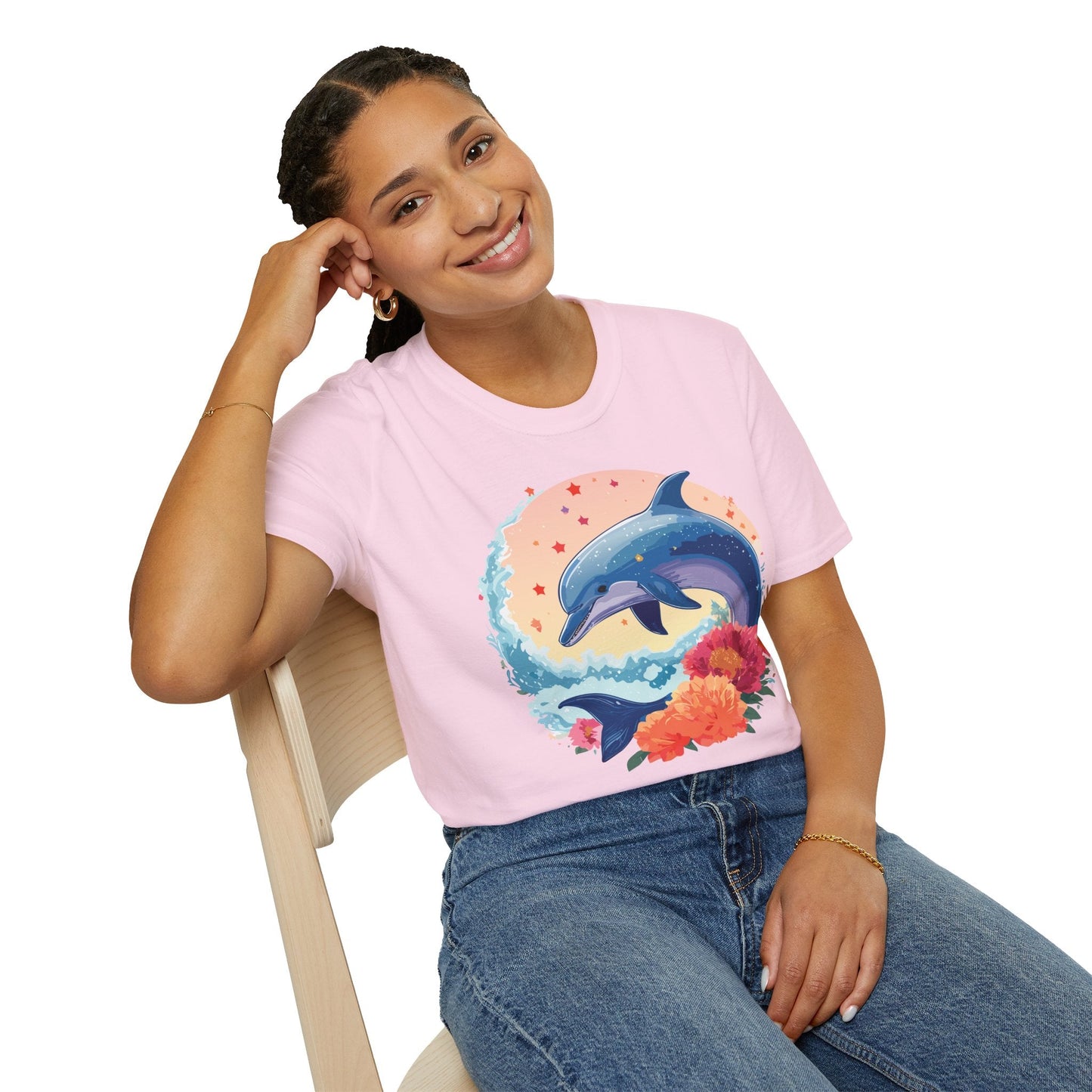 Dolphin Shirts Unisex Tee 100 Percent Ring Spun Cotton Gildan Softstyle 64000 For Everyday Comfort