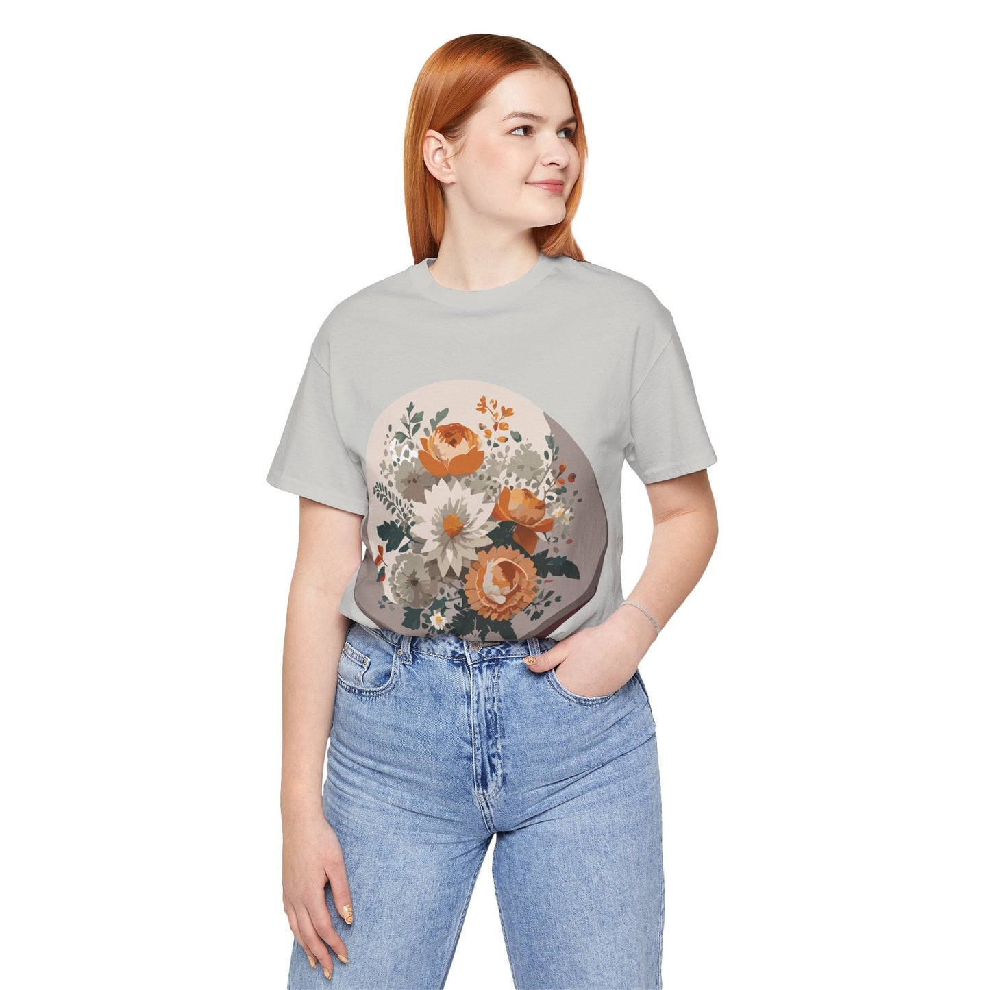 Floral Shirt Unisex Floral Print Jersey Tee Lightweight Breathable From Flowers Collection