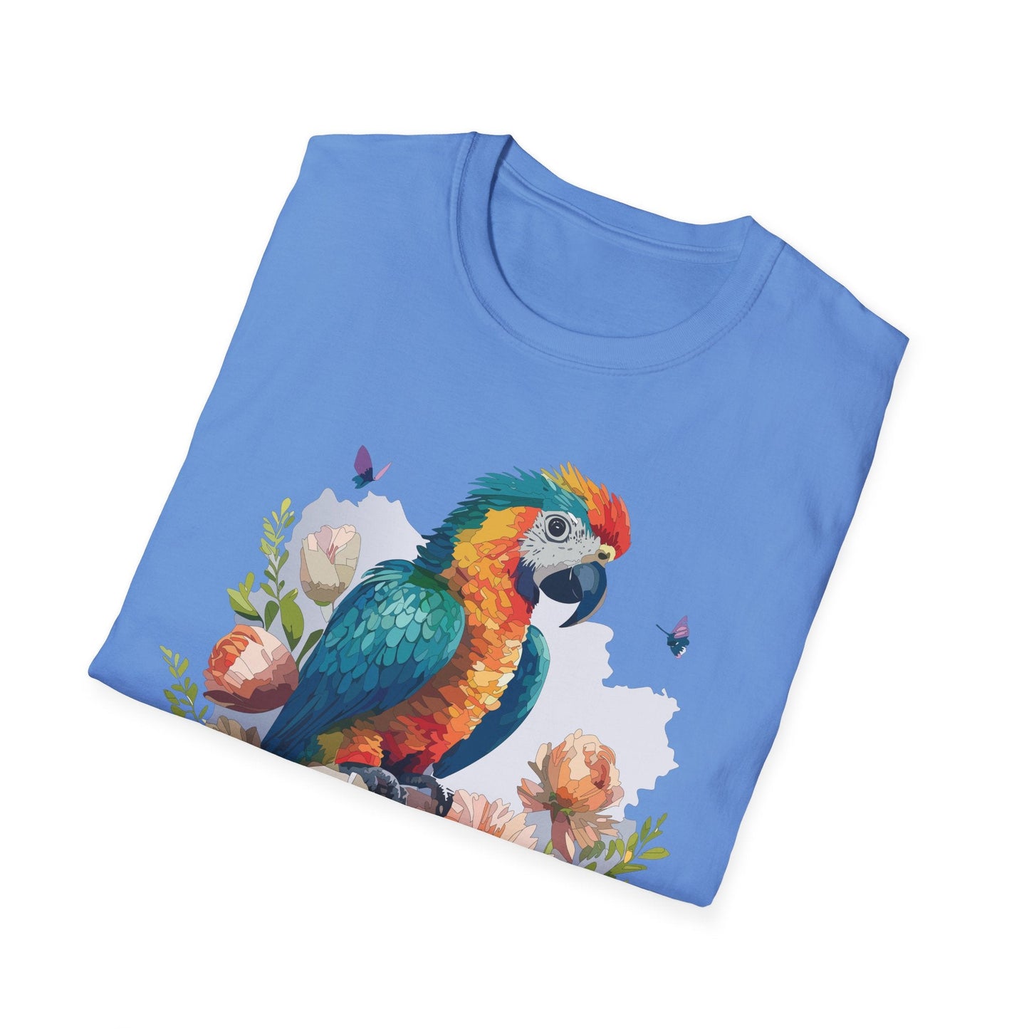 Bird T Shirt Floral Bird Print Unisex Softstyle Cotton Tee Animal Graphic Tee For Everyday Wear