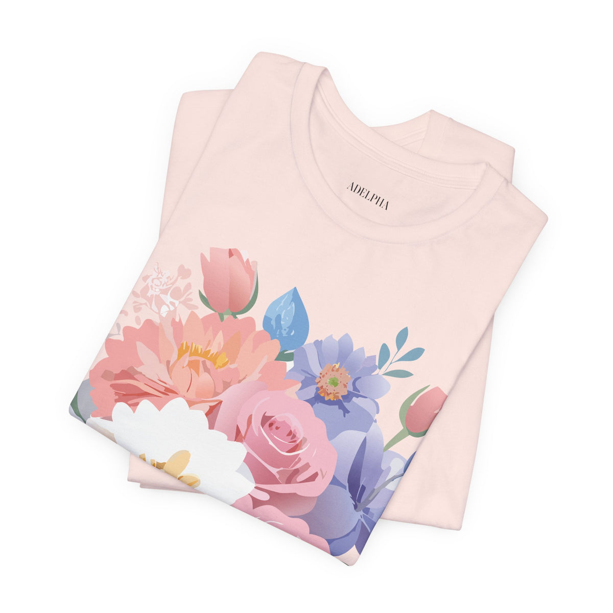 Floral Graphic Unisex Cotton Bella+Canvas Tee with Flowers Art Design n120