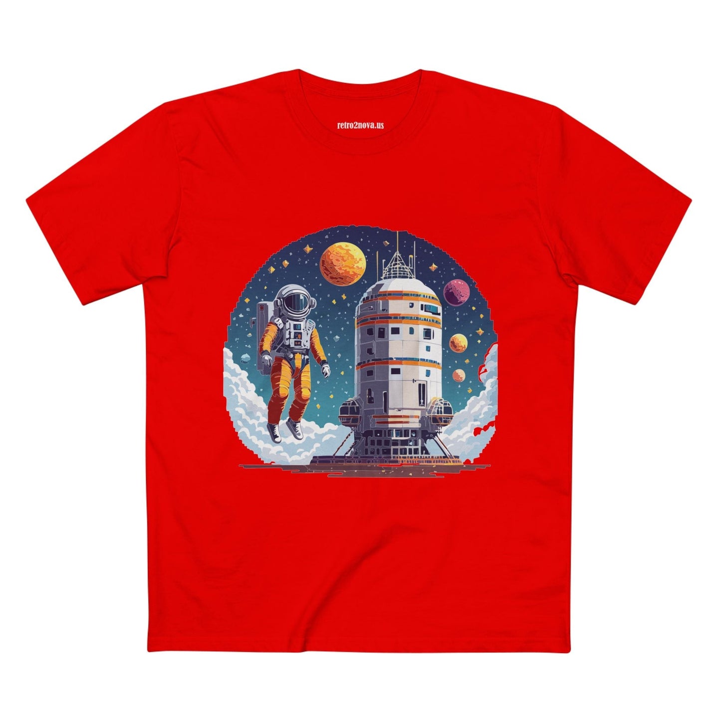 Cosmos Astronaut Shirt Unisex Premium Cotton Tee With Original Art By Retro2Nova Design