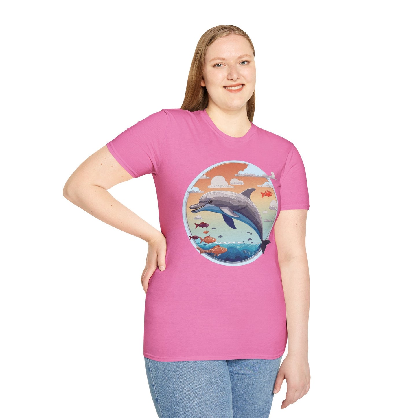 Dolphin Shirt Unisex Gildan Softstyle Cotton Tee For Men Women Dolphin Fish Animal Shirt