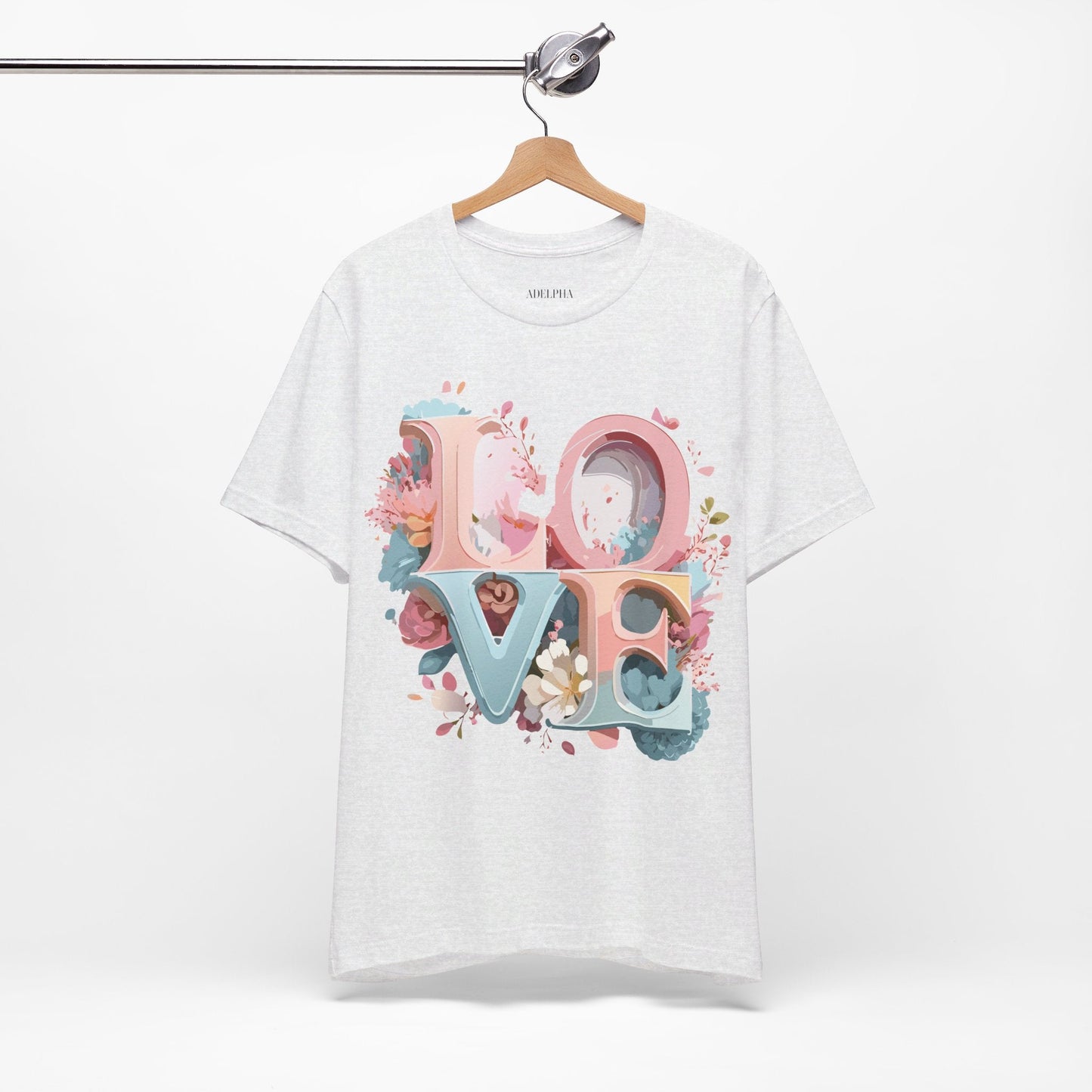 Valentine Day Graphic Unisex 100 Cotton Vintage Artwork with Love and Flower Design Tee 47