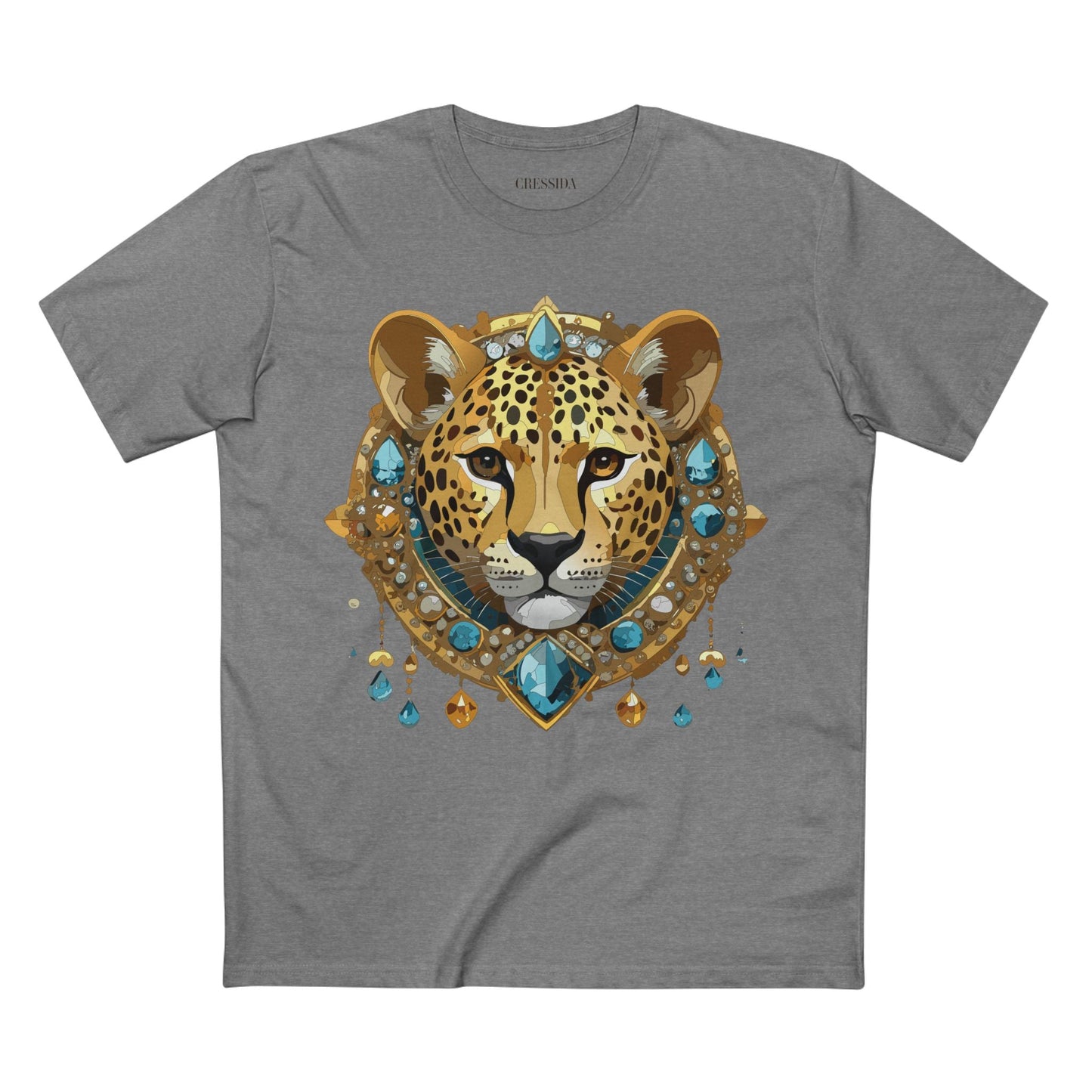 Cheetah Graphic Unisex 100 Cotton Tee With Unique Animal Golden Medallion Art Design 44