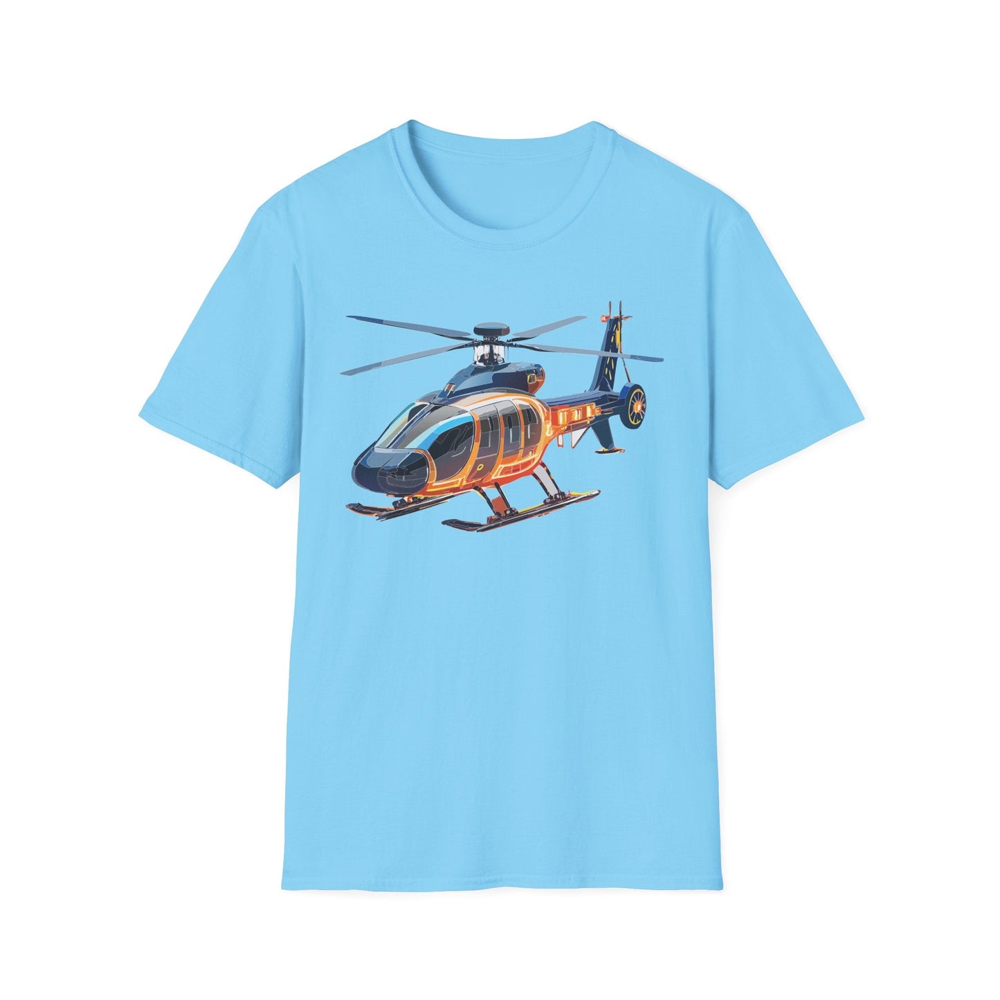 Unisex Helicopter Graphic T Shirt Softstyle 64000 Short Sleeve Chopper Tee For Everyday Comfort