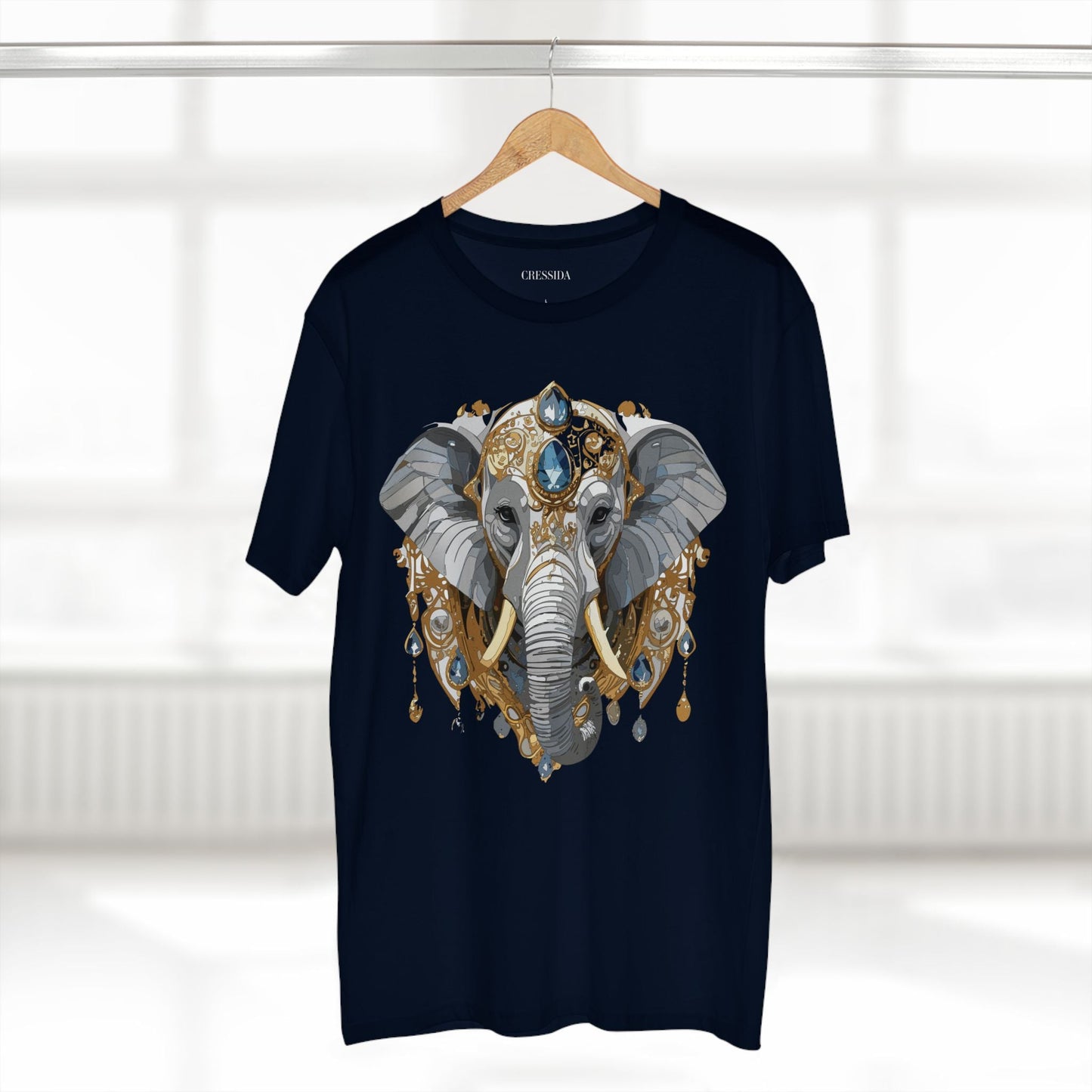 Elephant Graphic Unisex 100 Cotton Tee With Unique Animal Golden Medallion Art Design 37