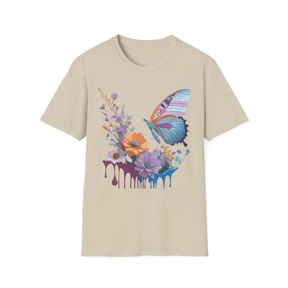 Butterfly Floral Graphic Design Unisex 100 Cotton Gildan T-Shirt