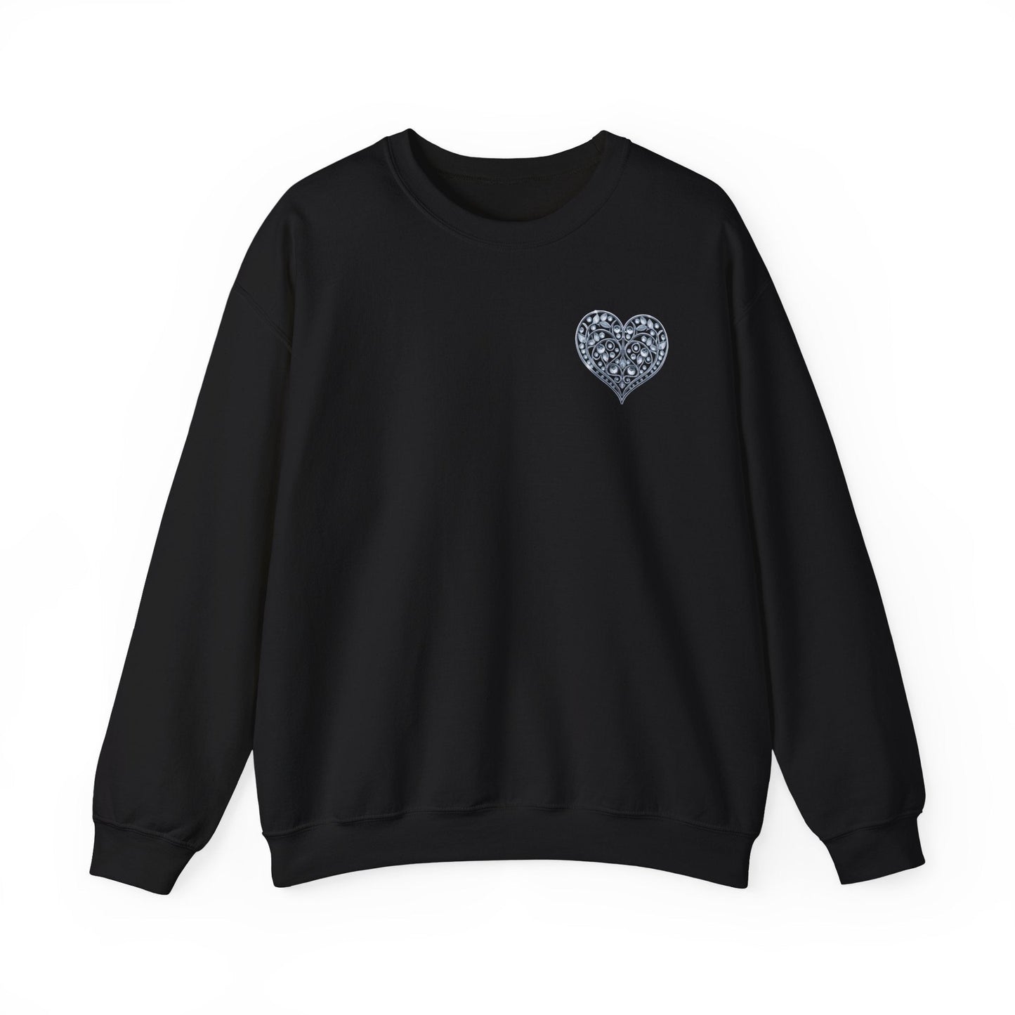 Crystal Heart Sweatshirt Unisex Fifty Fifty Cotton Poly Valentine Day Crewneck Gildan 18000