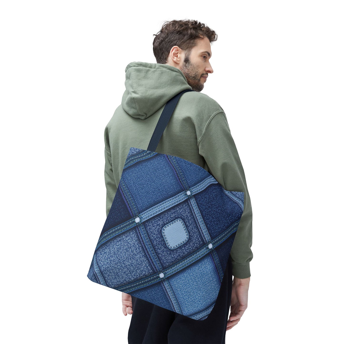 Denim Fabric Imitation Print Unisex Canvas Bag Poly Spun 3 Sizes Tote Bag 102