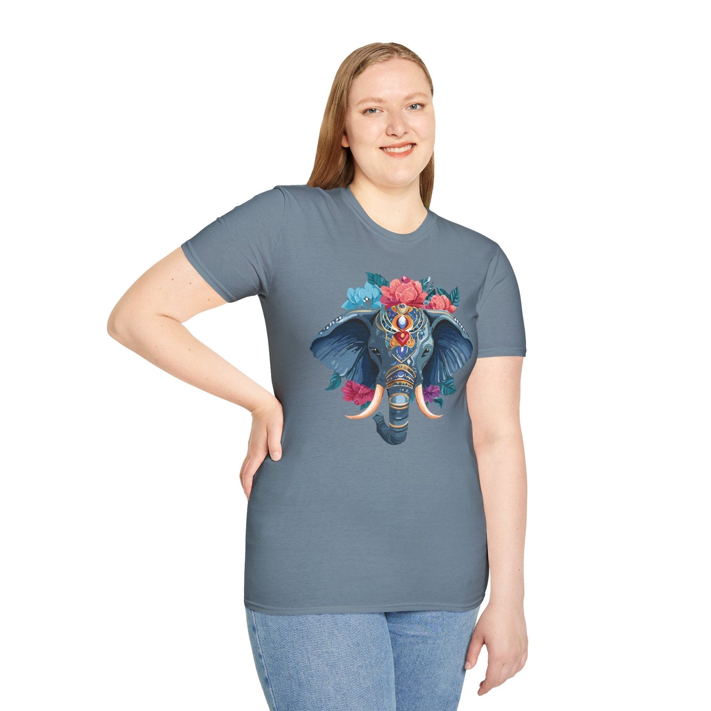Elephant T Shirt Unisex Softstyle Tee Gildan 64000 100 Percent Ring Spun Cotton Fabric