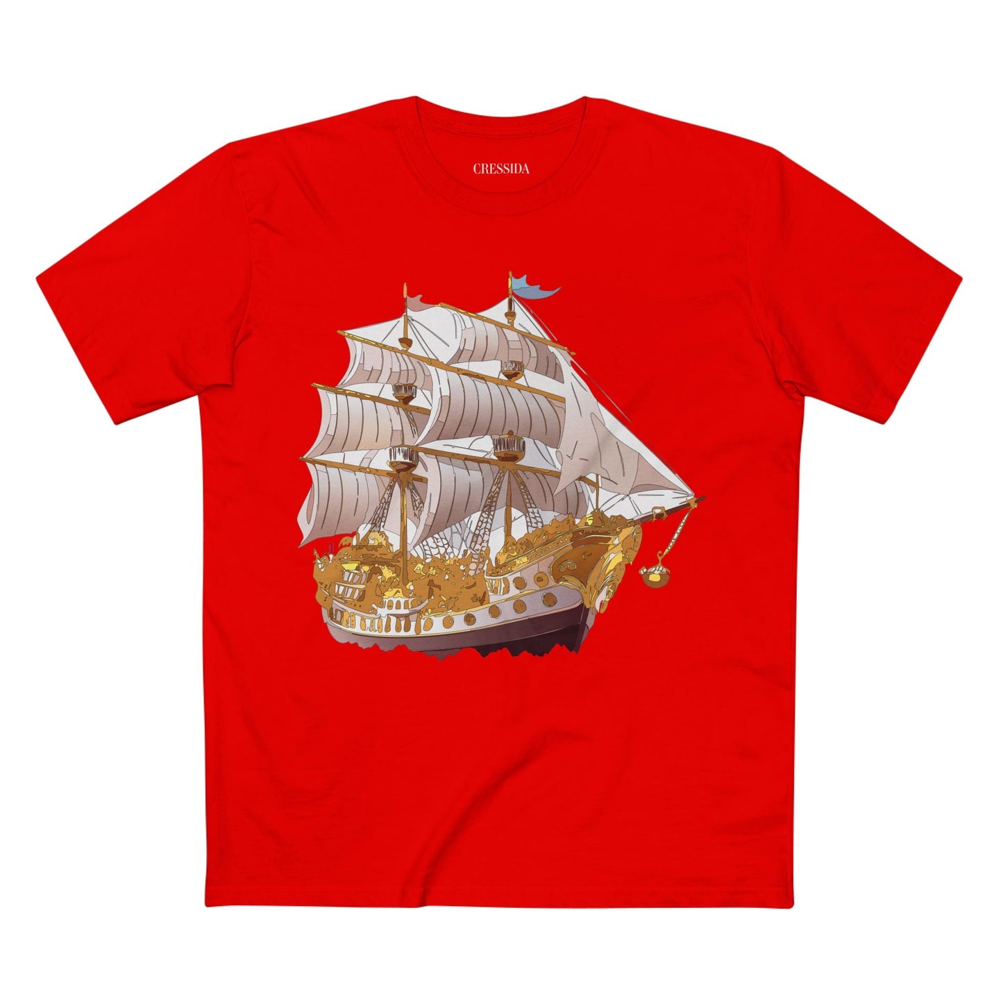 Ship Graphic Unisex 100 Cotton T-Shirt with Gold Frigate Art Design 11