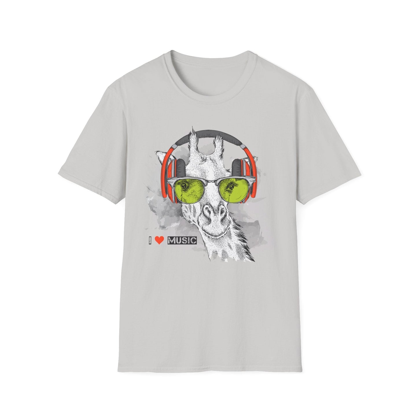I Love Music Animals Shirt With Headphones Unisex Gildan Softstyle 100 Percent Ring Spun Cotton Tee