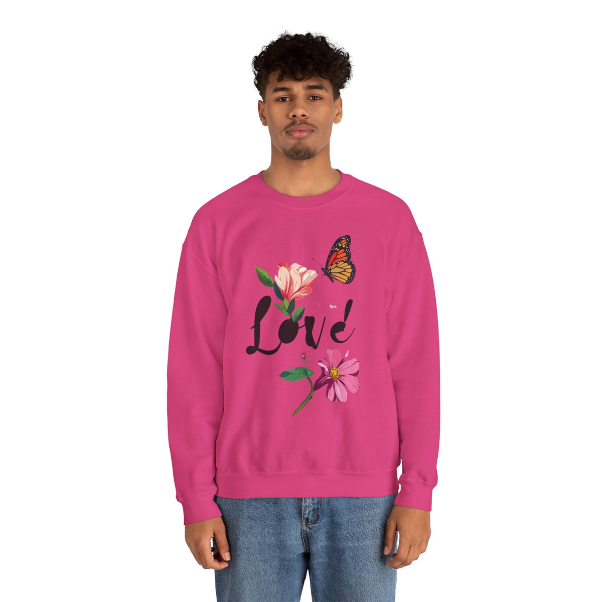 Floral Love Sweatshirt, Floral Butterfly Sweatshirt, Love Sweatshirt, Valentine's Day Sweatshirt, Floral Sweatshirt 120
