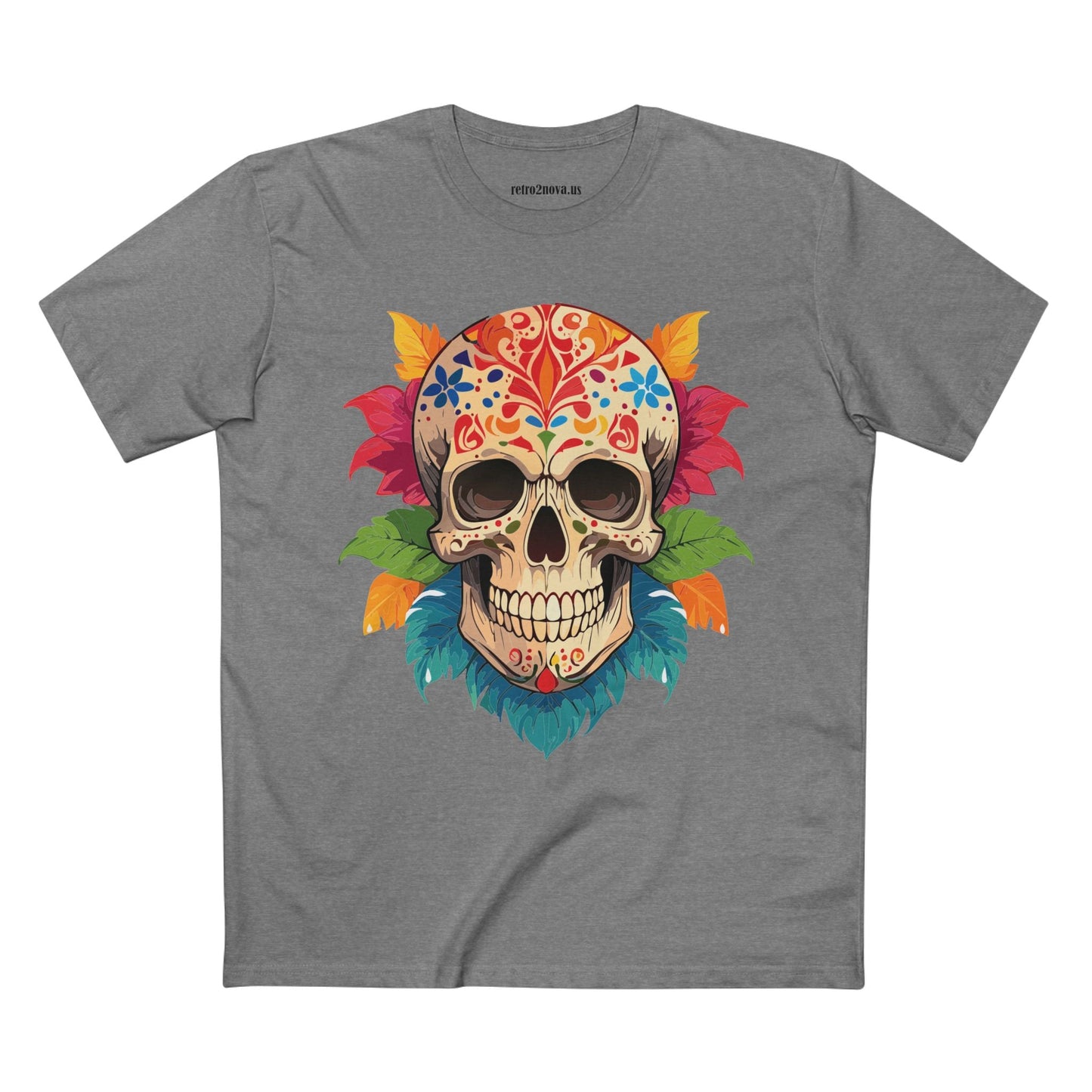 Unisex Skull Shirt With Original Art Design By Retro2Nova Premium Cotton Tee SS-5