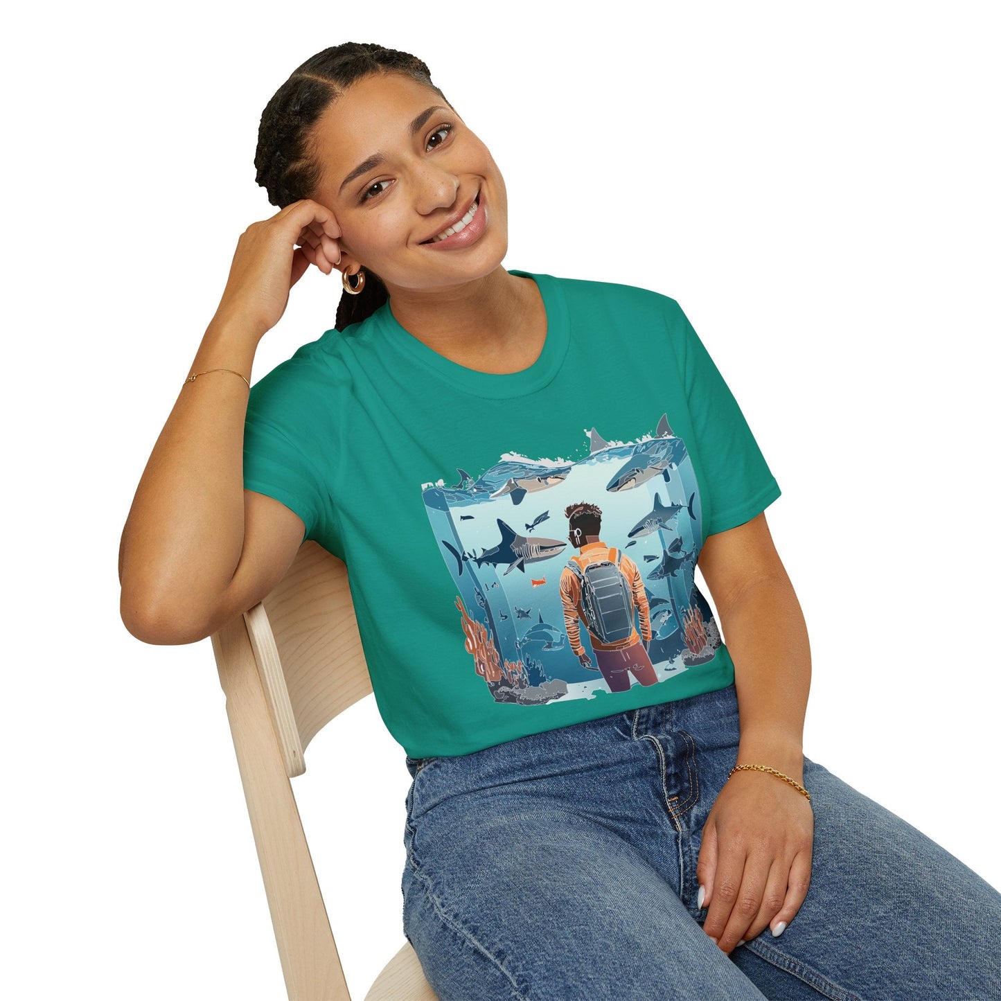 Ocean Themed Unisex Short Sleeve Tee Gildan Softstyle 64000 Ocean Inspired Art Design