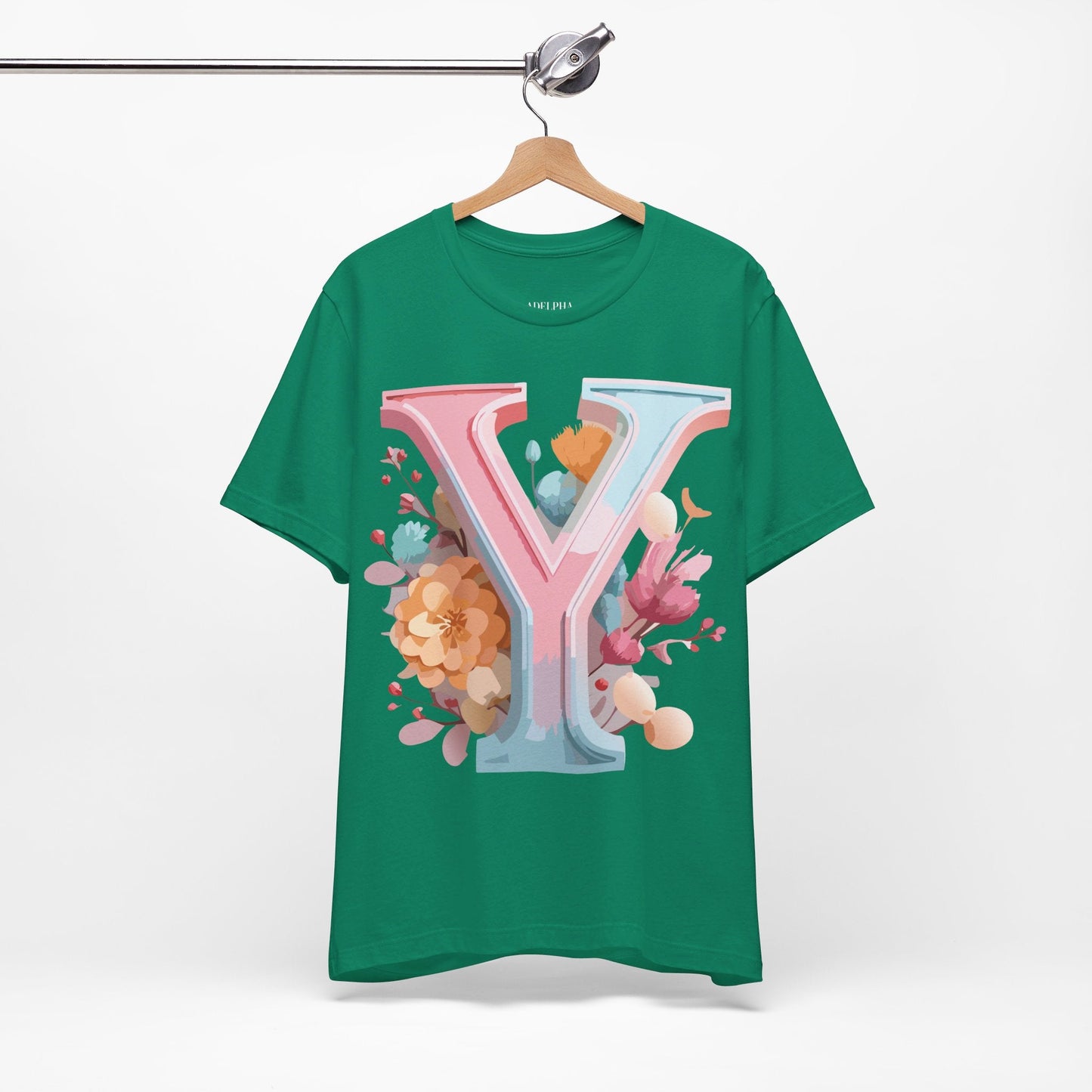 Letter Y Graphic Tee Unisex Short Sleeve Vintage Inspired Artwork Adelpha Premium