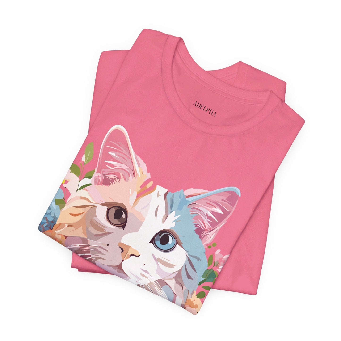 Cat Graphic Tee Unisex Short Sleeve Shirt With Adelpha Artwork