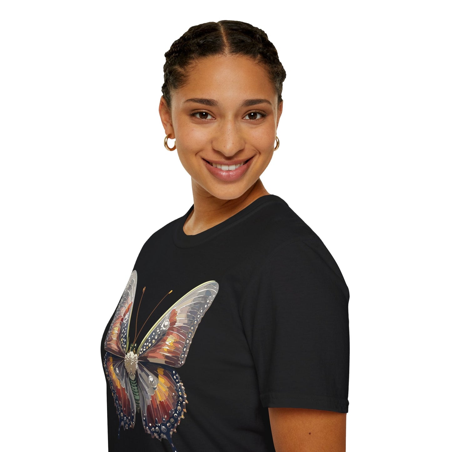 Butterfly Shirt Unisex Lightweight 100 Cotton Gildan Softstyle 64000 Tee Monarch Butterfly Design