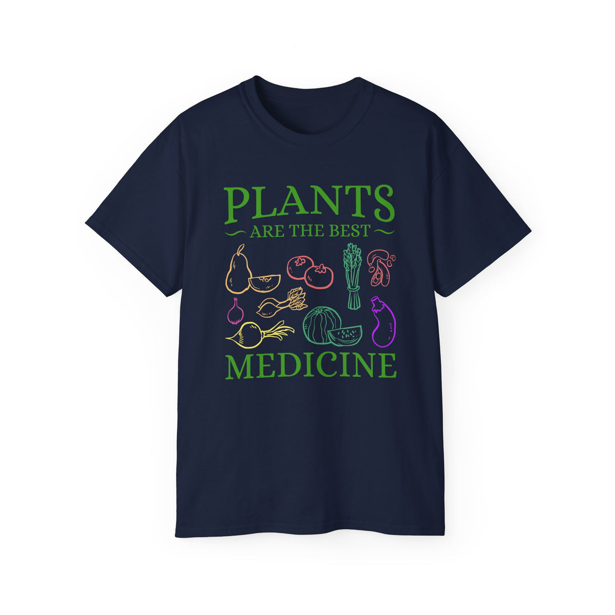 Plants Are the Best Medicine T-Shirt | Vegetable Line Art, Herbal Wellness Tee