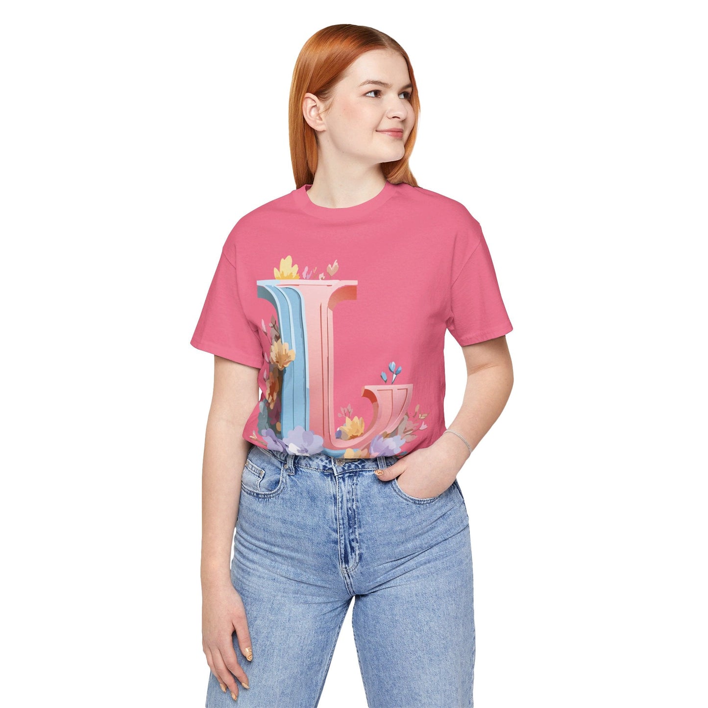 Letter L Shirt Graphic Tee Unisex Short Sleeve Vintage Inspired Artwork Adelpha Premium