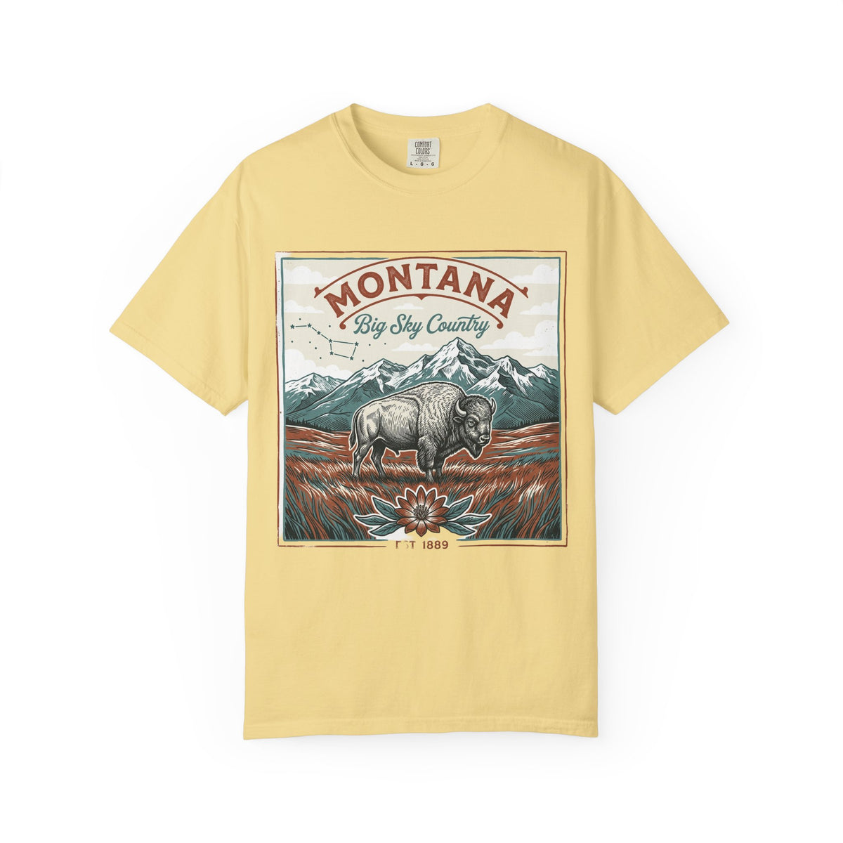 Montana Graphic Unisex Heavyweight Garment-Dyed Travel Tourist Graphic Gift Tee 100 Cotton Comfort Colors T-Shirt